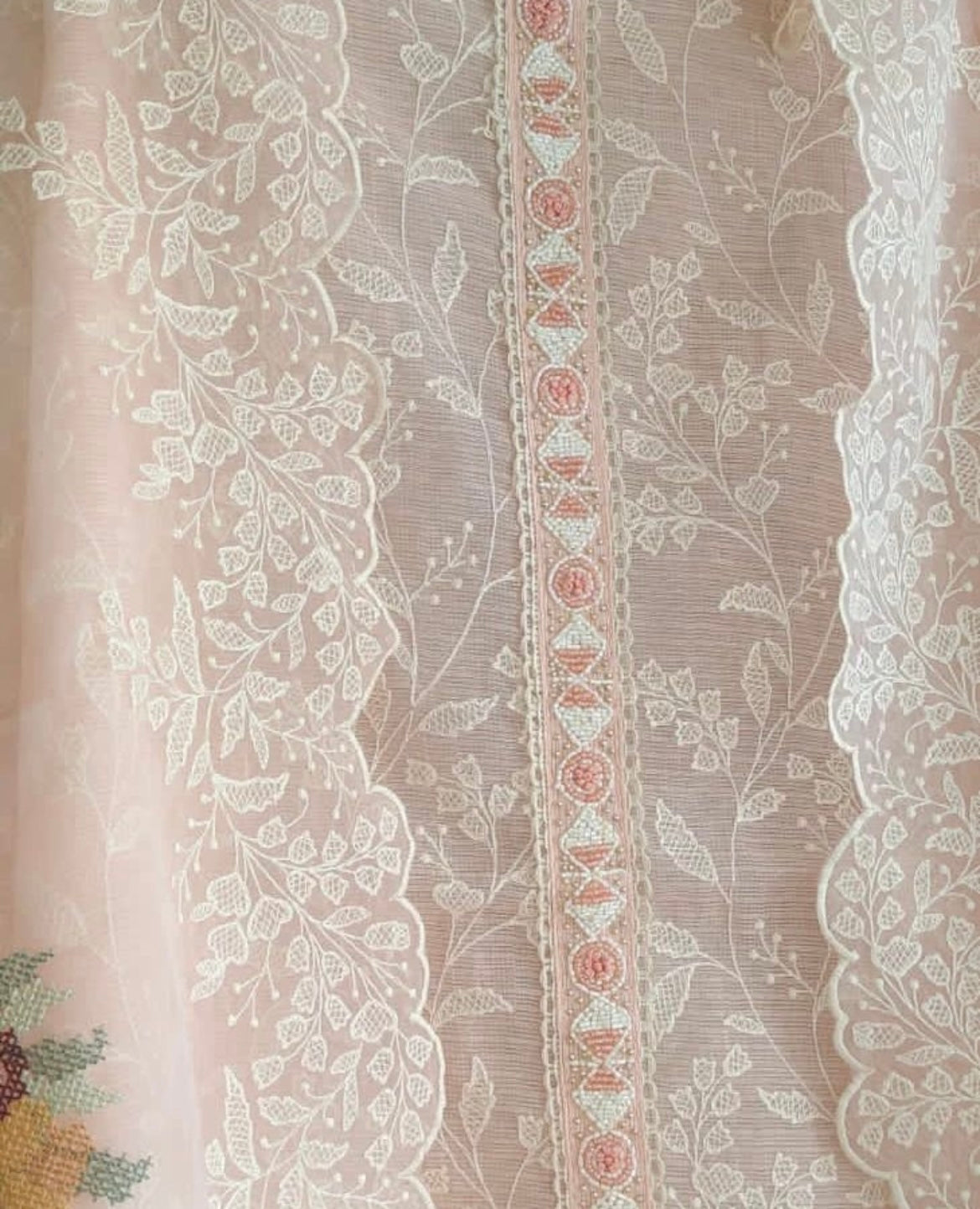 Atharva Embroidered Cotton Kota Salwar Kameez/Embroidery Pure Silk organza Dupatta/Cotton kota Embroidery Shirt Pink/Cotton Chikankari Bottom- KK002
