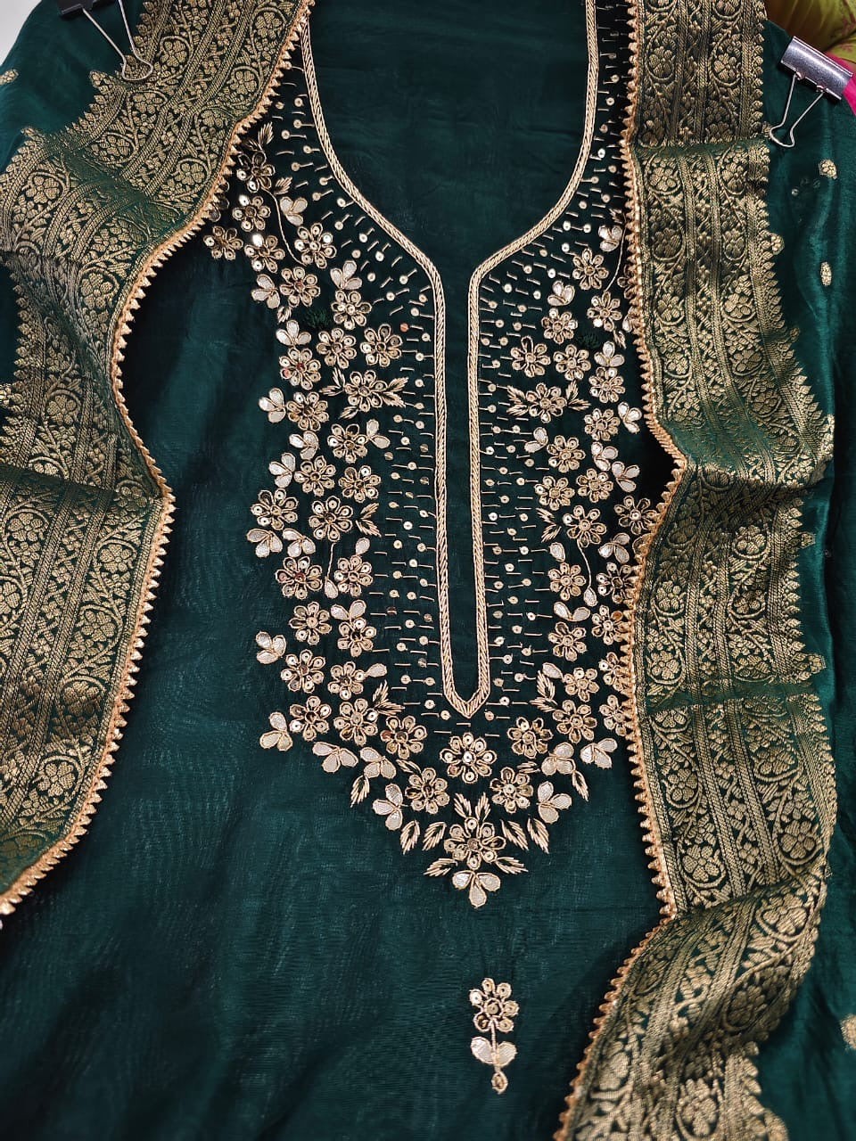 ATHARVA Hand Embroidery Salwar Kameez/Chanderi Ladies Suit/Banarsi Silk Dupatta/Stones/Custom Stitch Unstitch/Embroidery Potli/Gift/CH16761