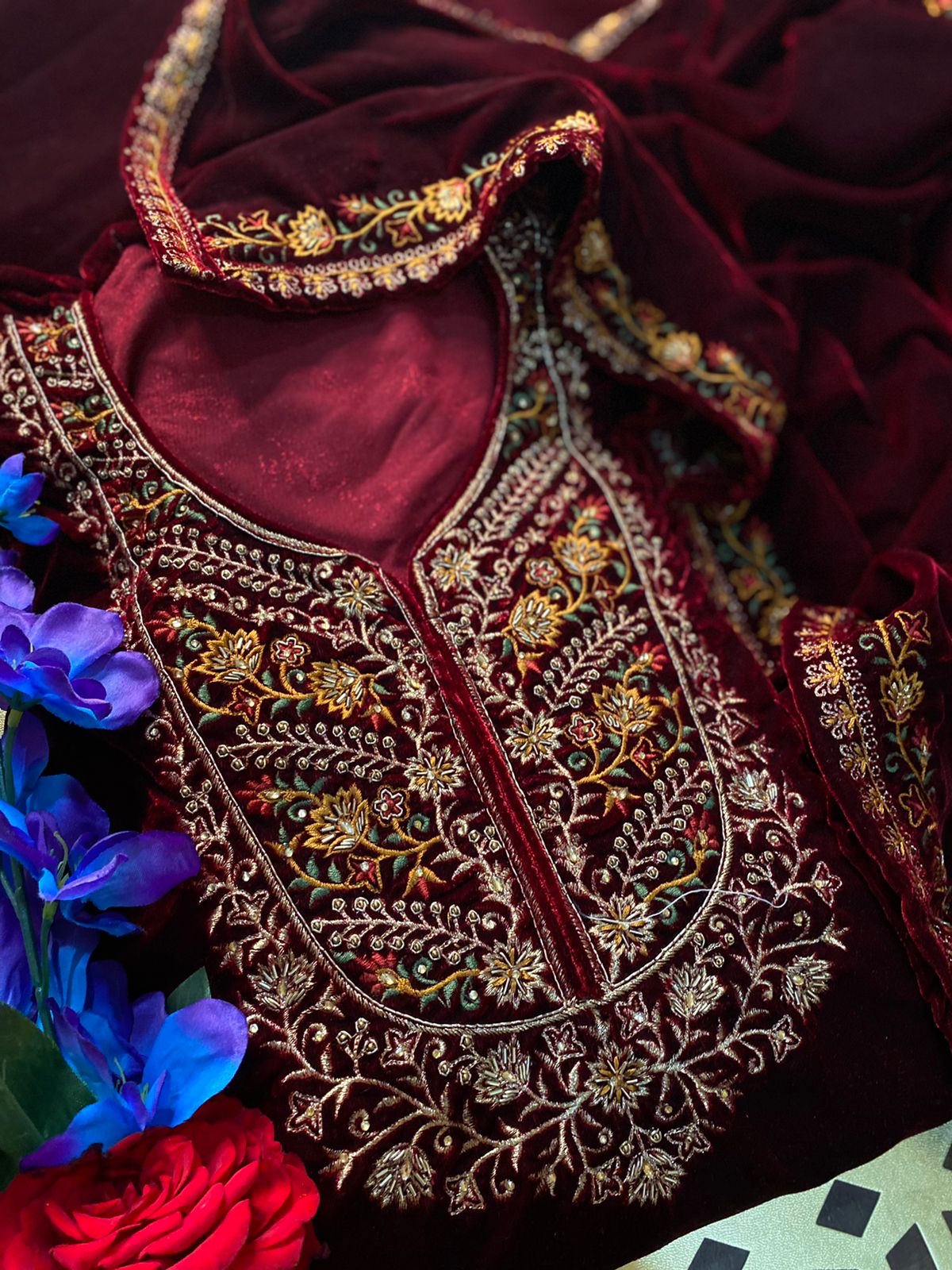 Atharva Heritage/Kashmiri Embroidered The Winter Velvet 2024 Edits EM1033