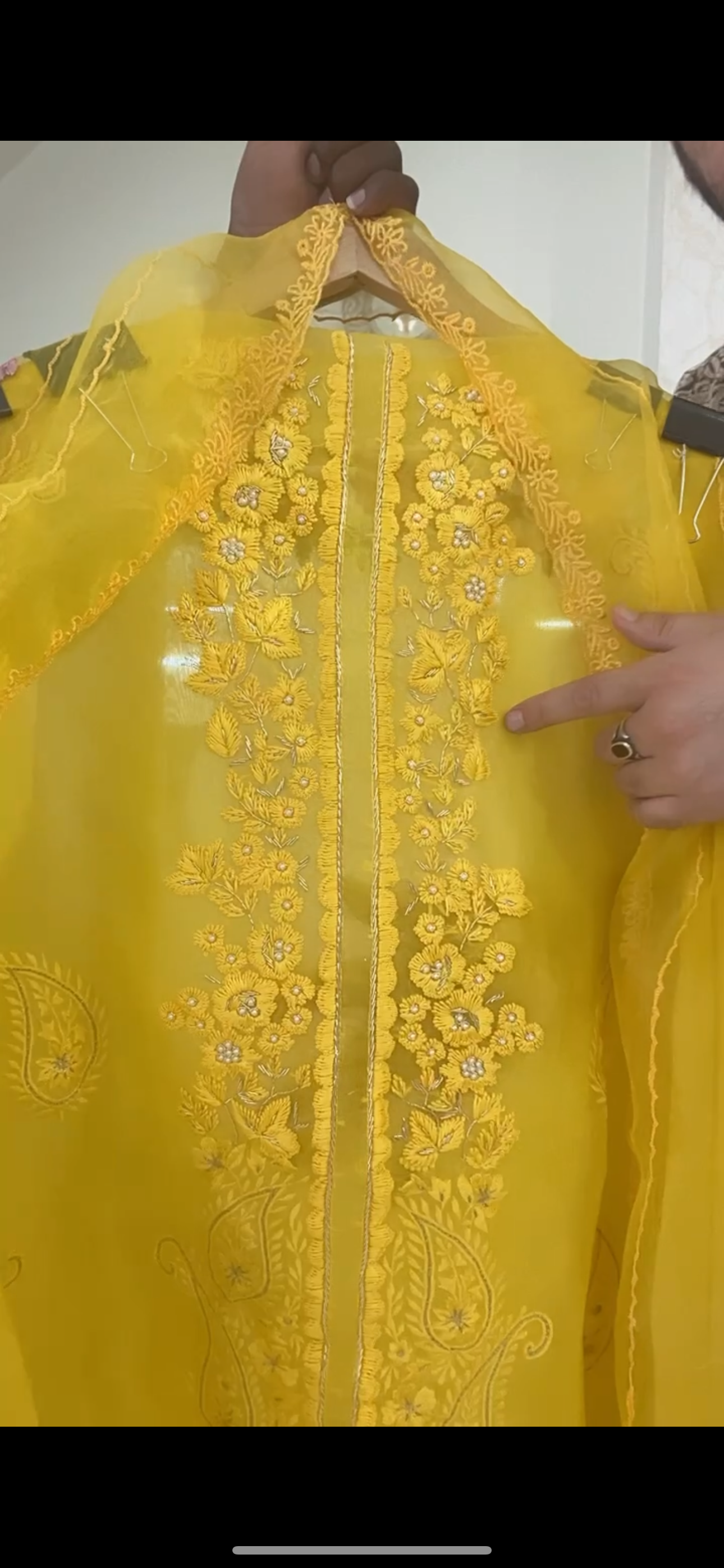 SHEER LUXURY PURE SILK ORGANZA Suit Hand Zardozi Embroidery /PARSI Dupatta SHEER0067 Yellow