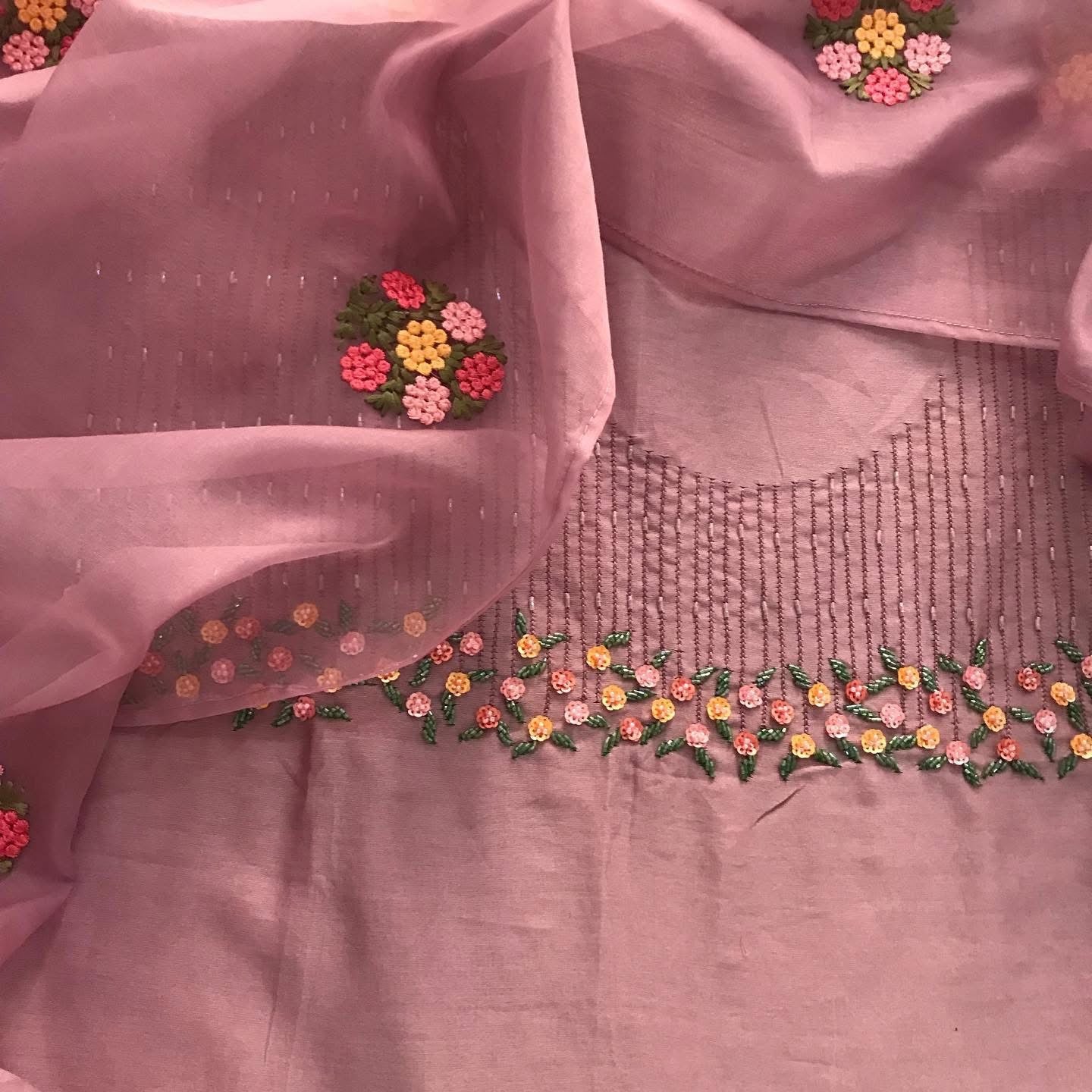 Atharva Heritage Dusty pink elegance in pure Chanderi silk, silk organza & crepe β hand-embroidered to perfection CHK006