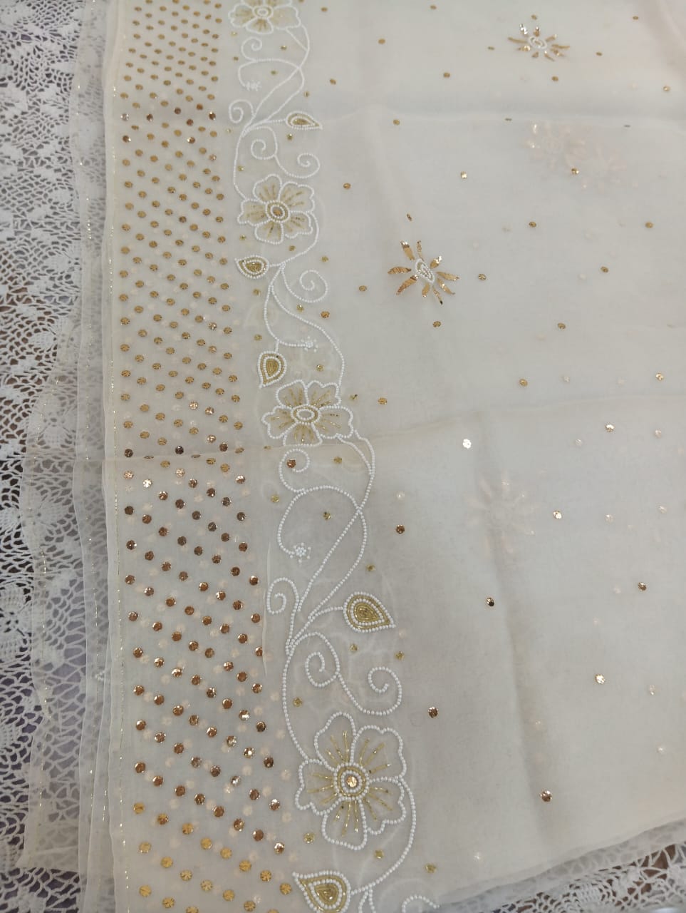 Atharva Heritage "Mukaish Badla: Pure Silk Organza Luxury Dyeable Saree"