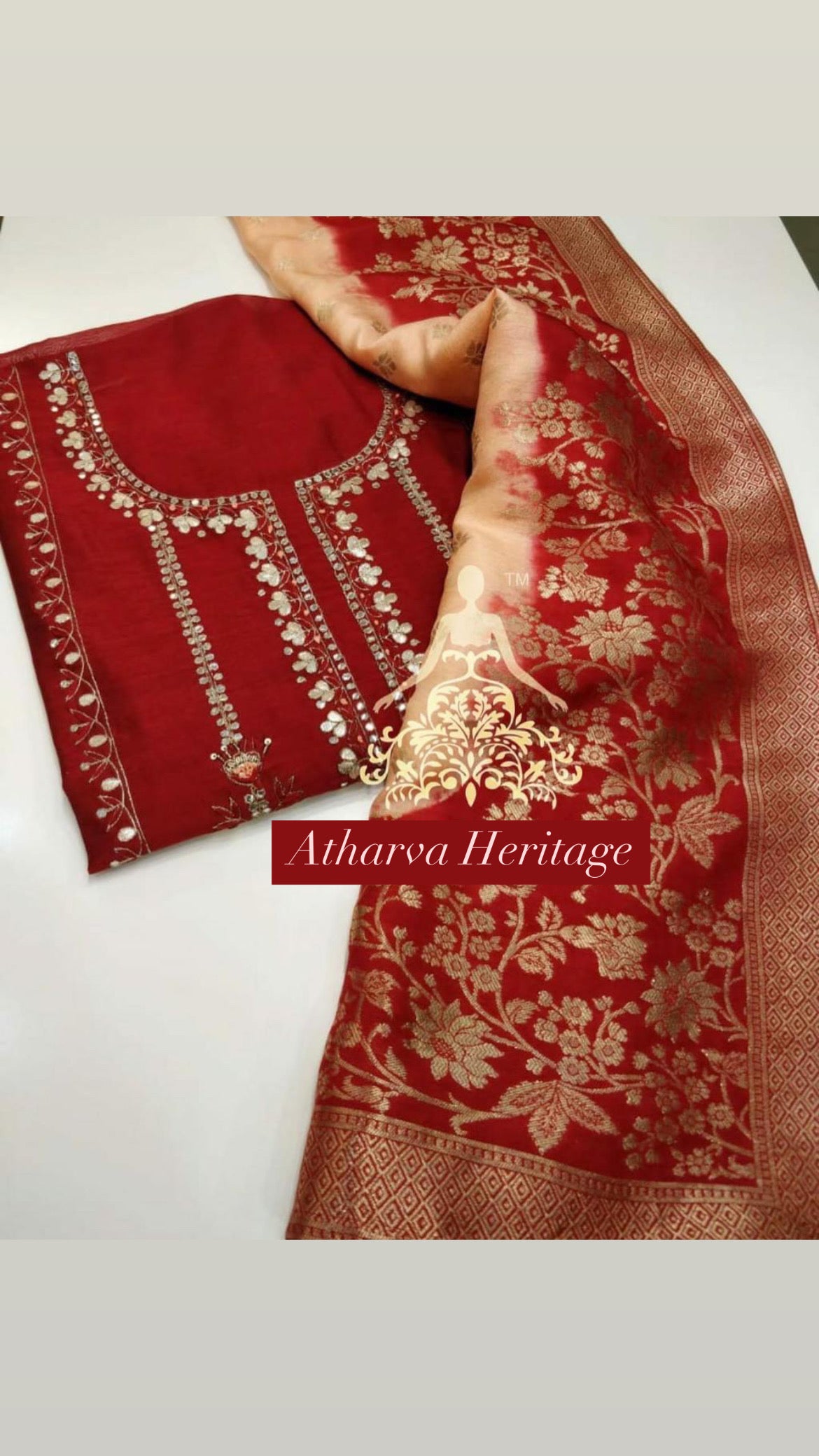 ATHARVA Hand Embroidery Salwar Kameez/Chanderi Ladies Suit/Banarsi Silk Dupatta/Stones/Custom Stitch Unstitch/Embroidery Potli/Gift/CH16769