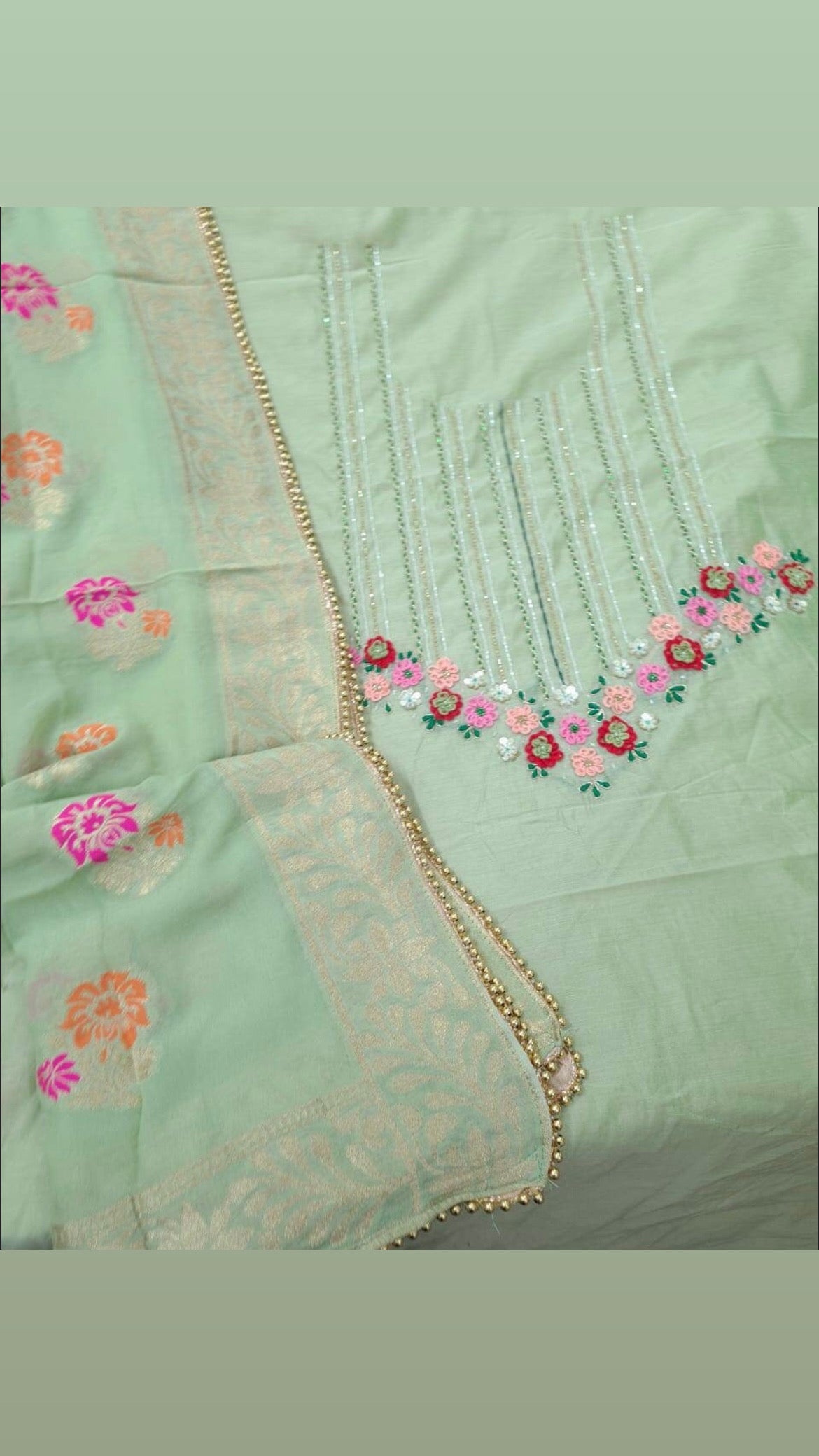 ATHARVA Hand Embroidery Salwar Kameez/Chanderi Ladies Suit/Banarsi Silk Dupatta/Stones/Custom Stitch Unstitch/Embroidery Potli/Gift/CH16772
