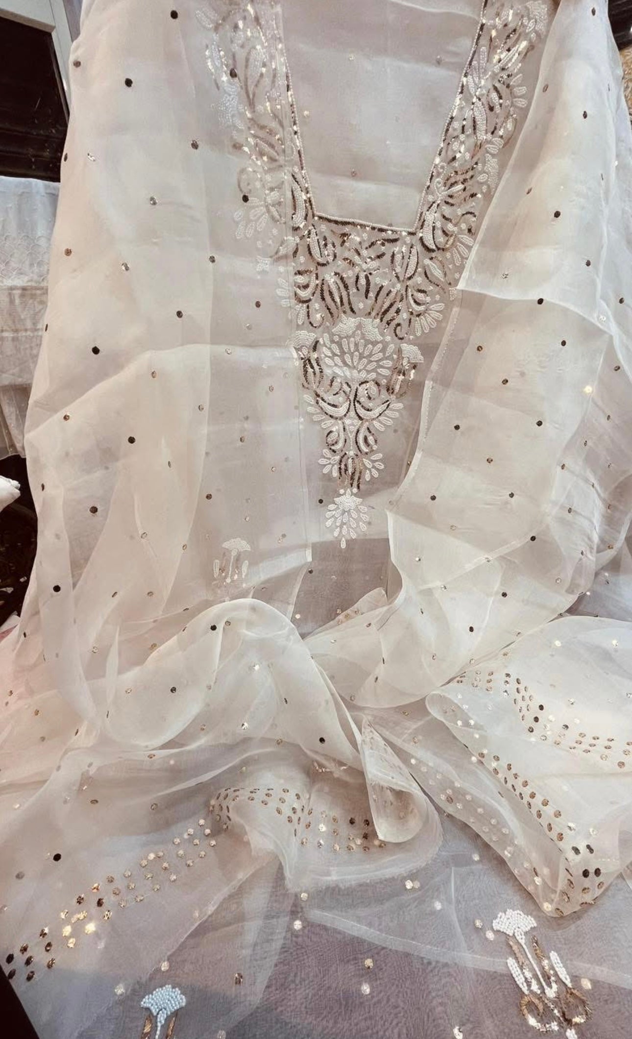 ATHARVA HERITAGE Sheer Luxury DYEABLE /Premium Lucknowi UnStitched Collection Sheer00087 DYEABLE
