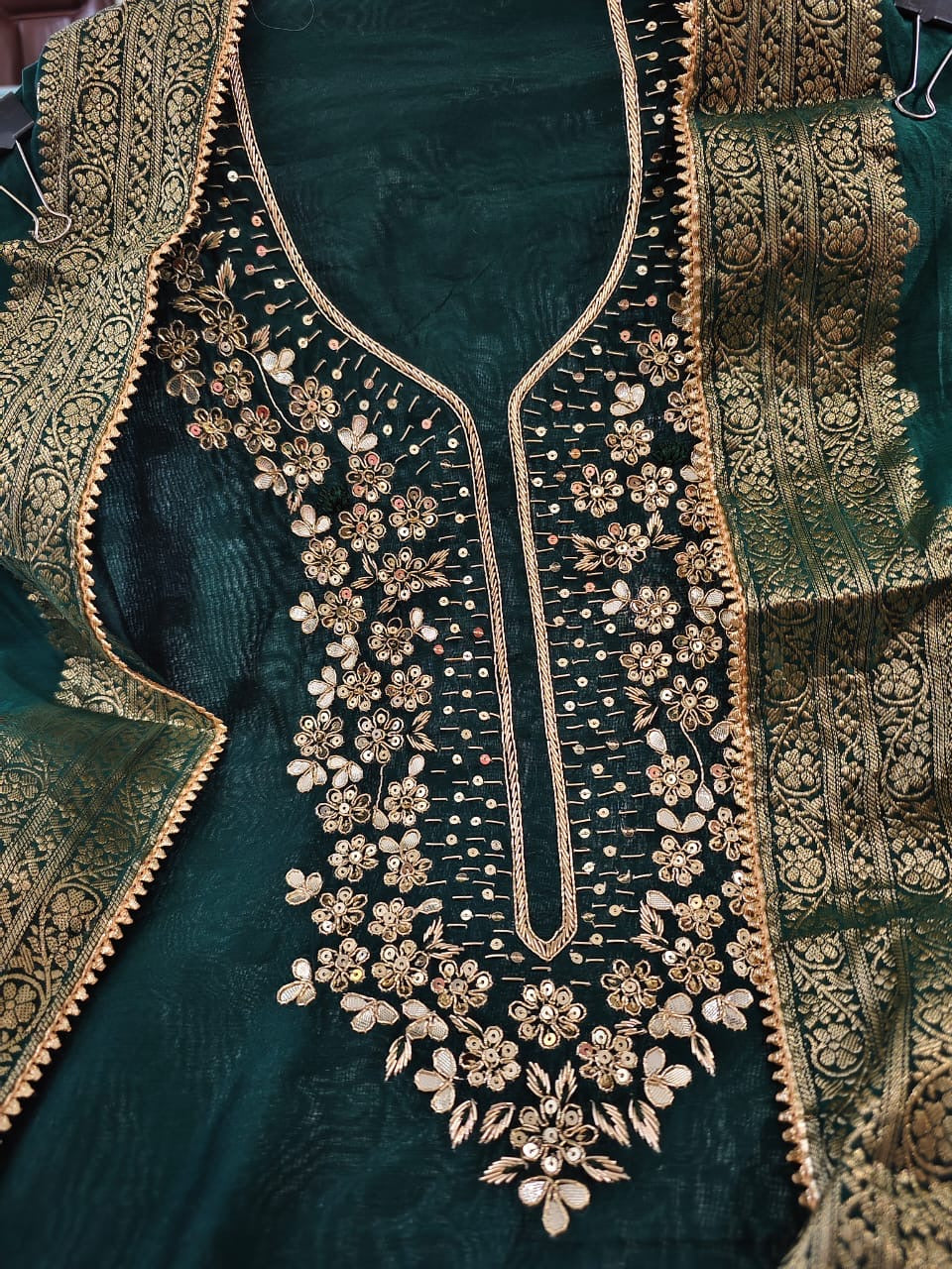 ATHARVA Hand Embroidery Salwar Kameez/Chanderi Ladies Suit/Banarsi Silk Dupatta/Stones/Custom Stitch Unstitch/Embroidery Potli/Gift/CH16771