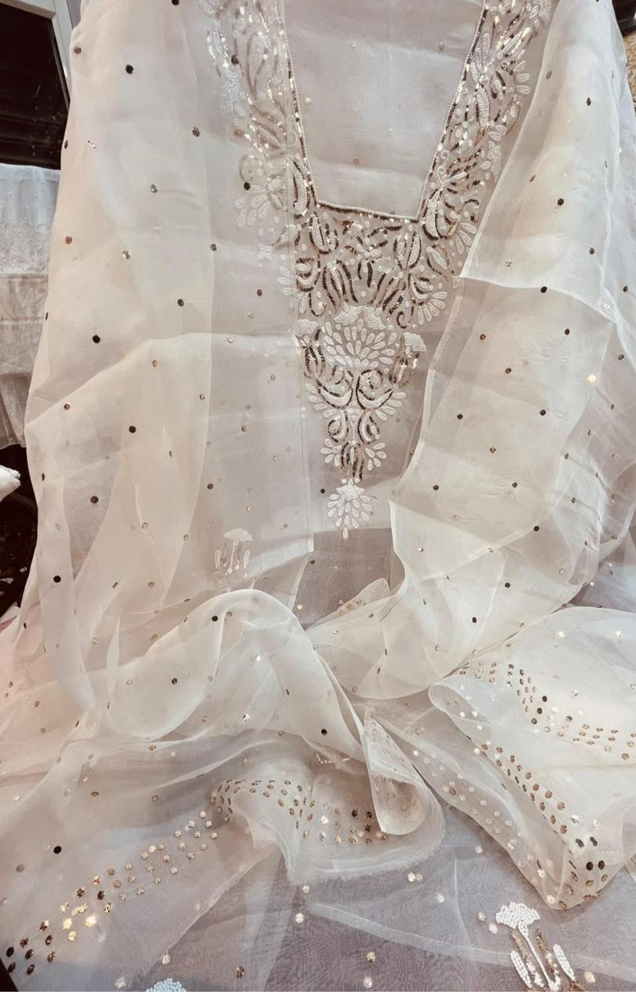 ATHARVA HERITAGE Sheer Luxury DYEABLE /Premium Lucknowi UnStitched Collection Sheer00087 DYEABLE