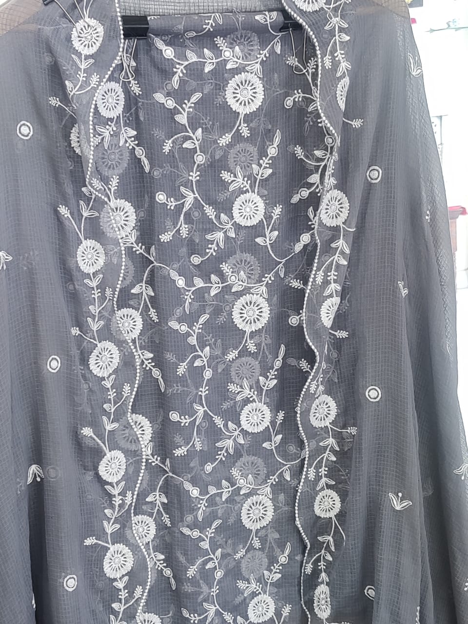 Atharva Embroidered Cotton Salwar Kameez/Embroidery Kota Dupatta White/Cotton Embroidery Shirt Pink/Cotton Chikankari Bottom- KK002