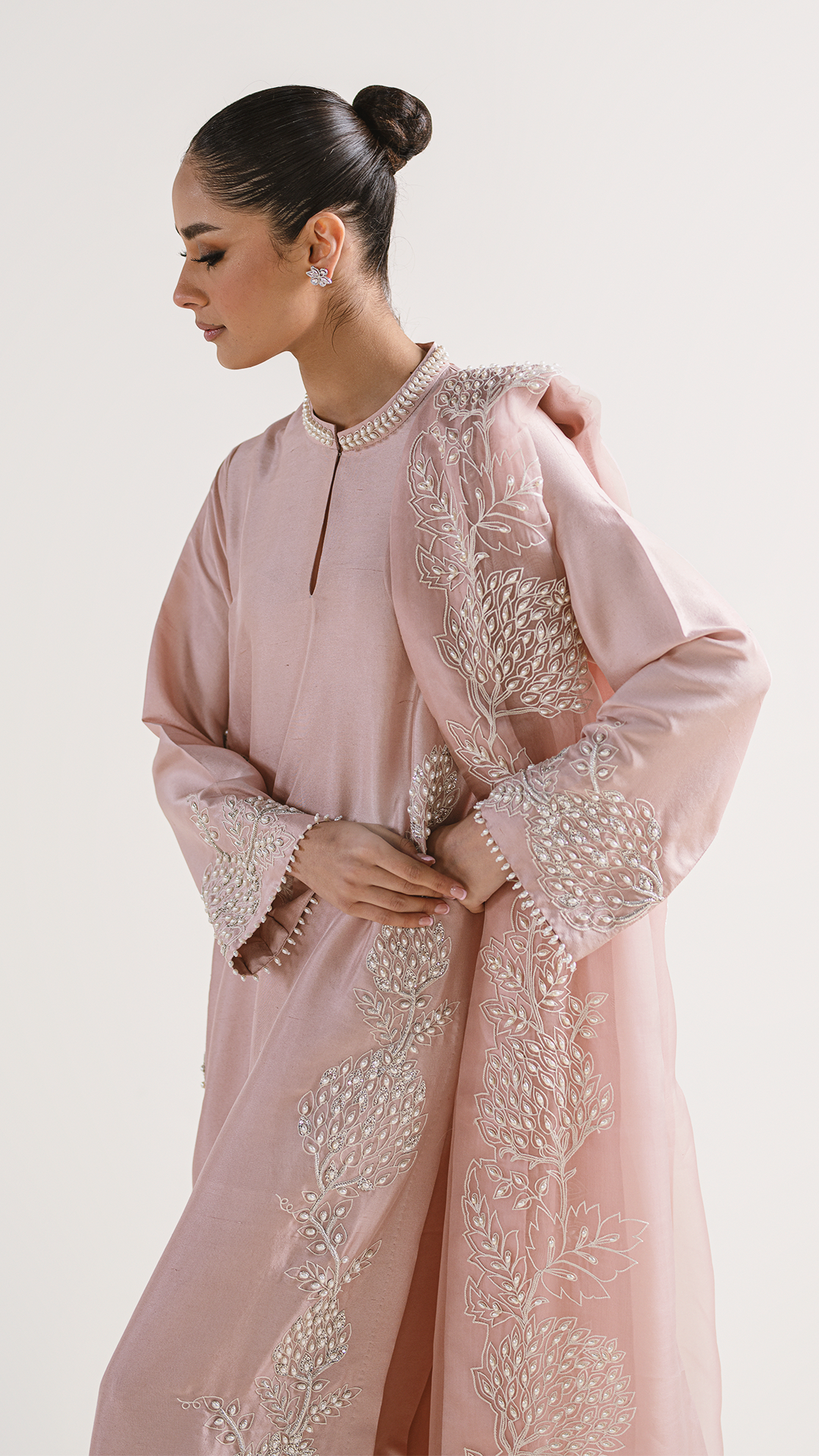 Sheer Luxury Pure Silk Ready to Wear Pakistani Suit SLP0012 Powder Pink