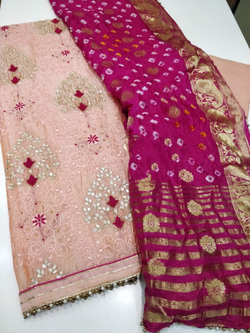 Atharva Heritage Hand Embroidery Salwar Kameez/Chanderi Ladies Suit/Bandhani Silk Dupatta/Stones/Custom Stitch Unstitch/Embroidery Potli/Gift/CH16788