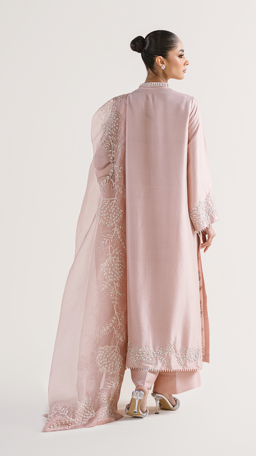 Sheer Luxury Pure Silk Ready to Wear Pakistani Suit SLP0012 Powder Pink
