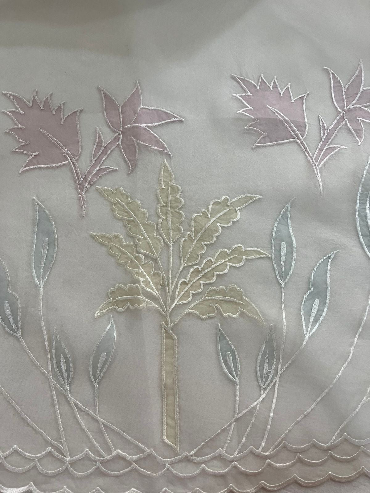 SHEER LUXURY PURE SILK ORGANZA APPLIQUE SUIT SHEER0077