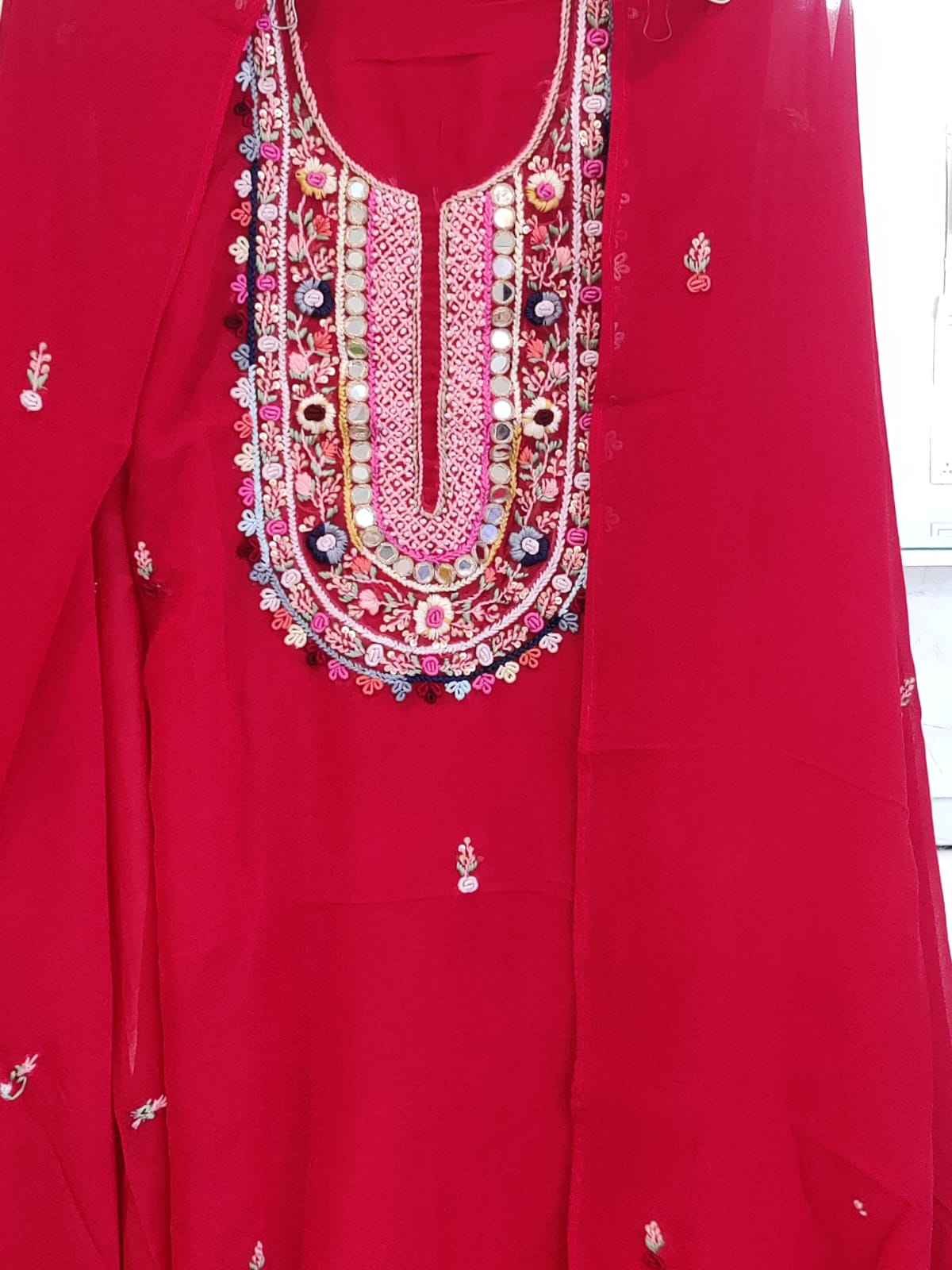 Atharva Heritage/ Georgette Hand Embroidered Knot Work SUIT GR0011