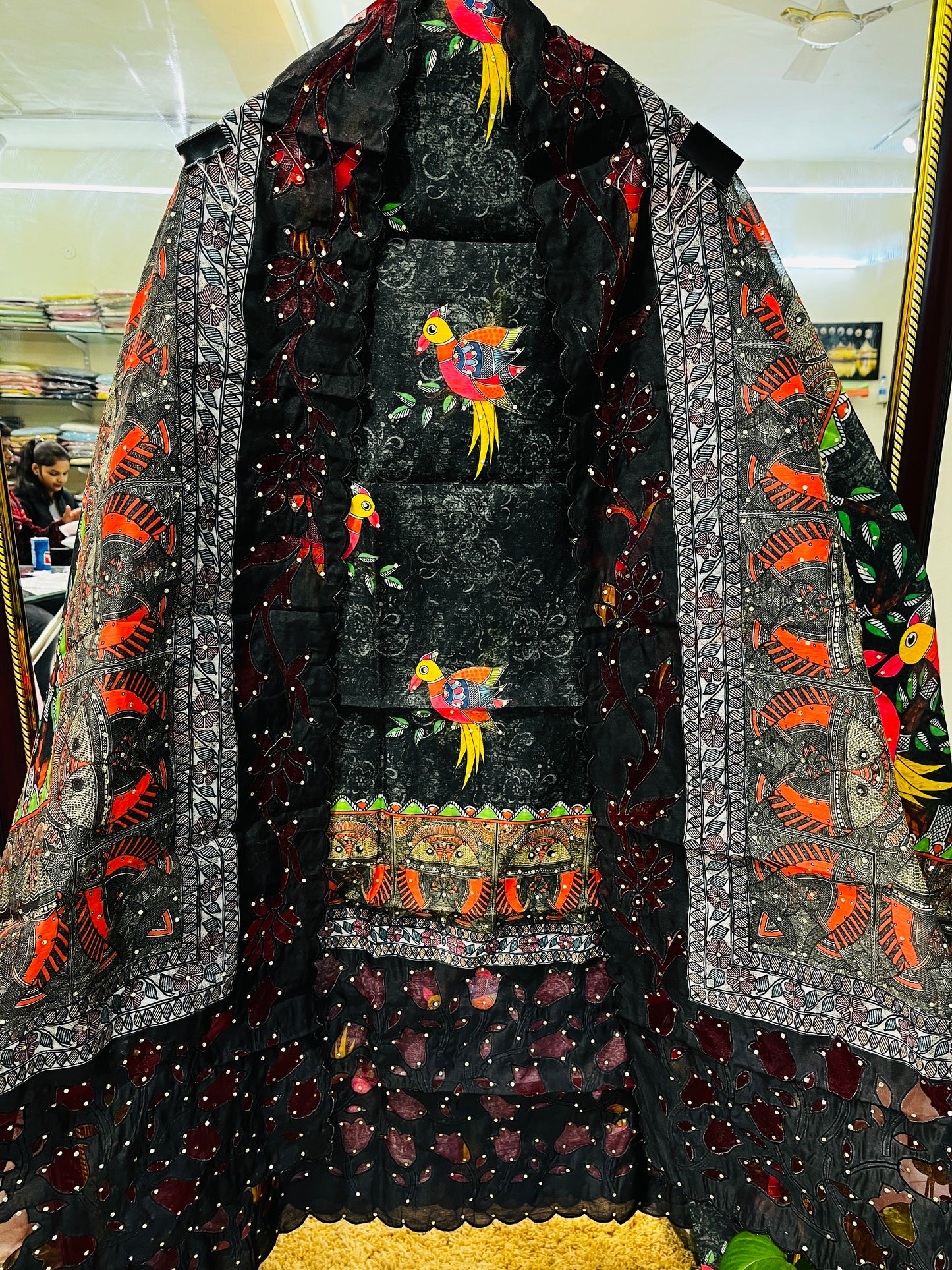 Atharva Pure Handloom CHANDERI Silk Digital Printed Cutwork SUIT CH17518(A)