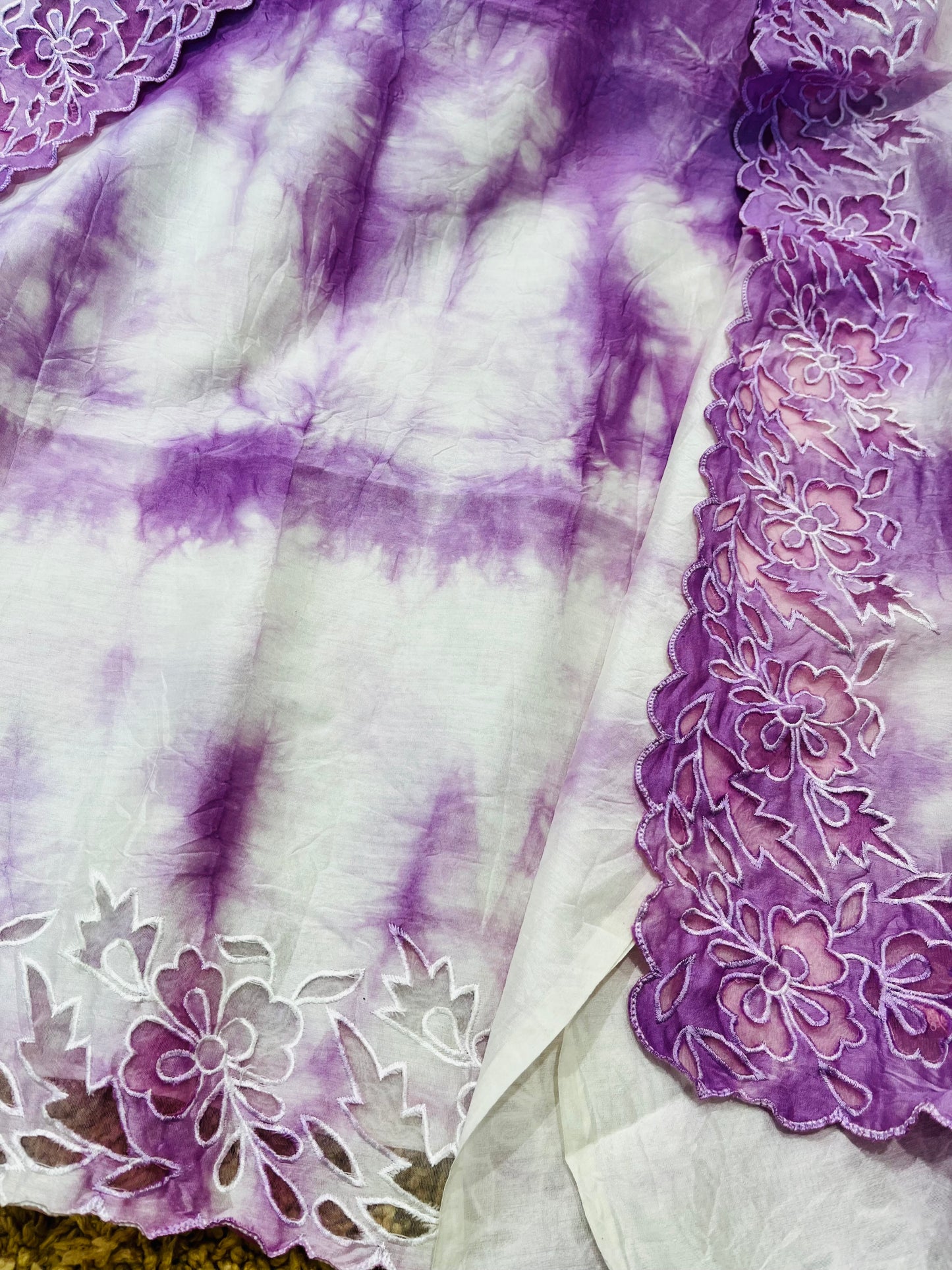 ATHARVA Hand Applique /Cutwork Embroidery Salwar Kameez/pure Chanderi Silk Ombre Shirt & Dupatta/Santoon Bottom/Custom Stitch Unstitch/Plazo/Pant/ CUT8065 Purple