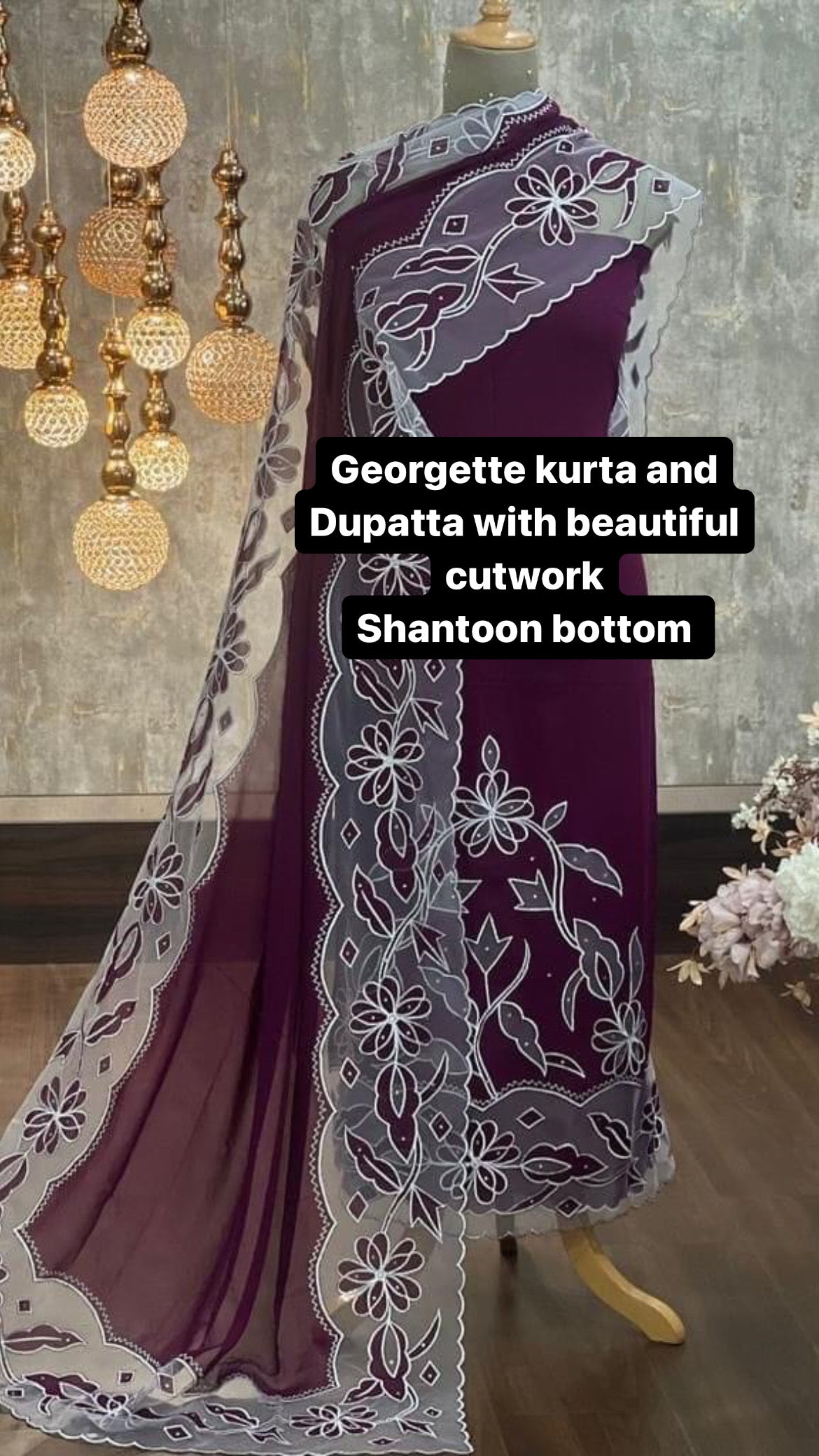 ATHARVA Hand Embroidery Salwar Kameez/Georgeete Cut-Work/Georgette Applique Shirt & Dupatta/Santoon Bottom/Custom Stitch Unstitch/Plazo/Pant/ CUT80492