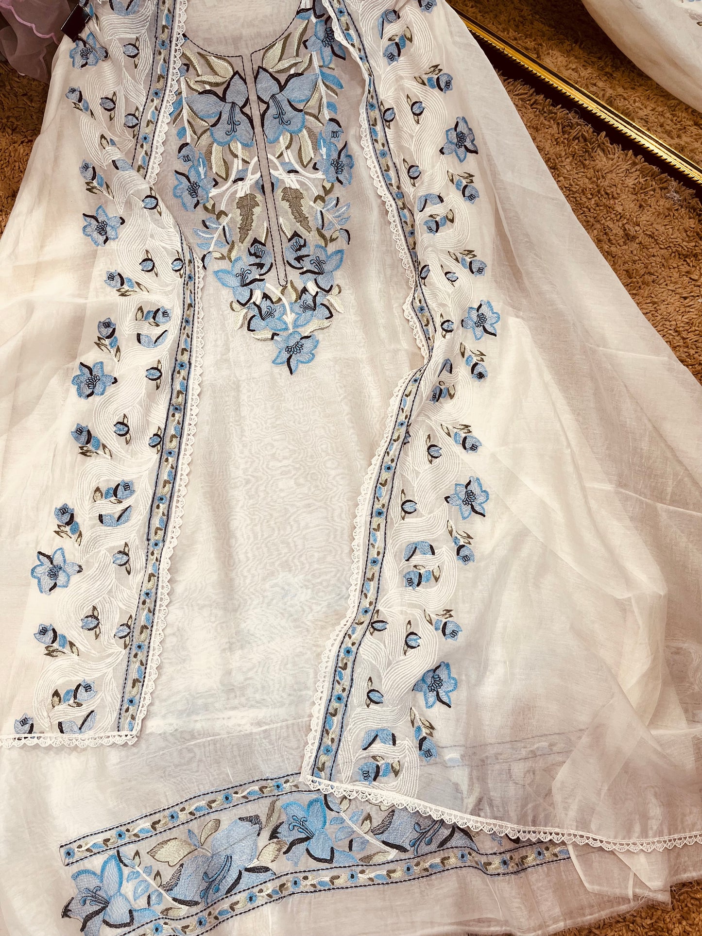 Atharva Atharva Heritage Water Thread Embroidered Pure Mul Chanderi MC70011W