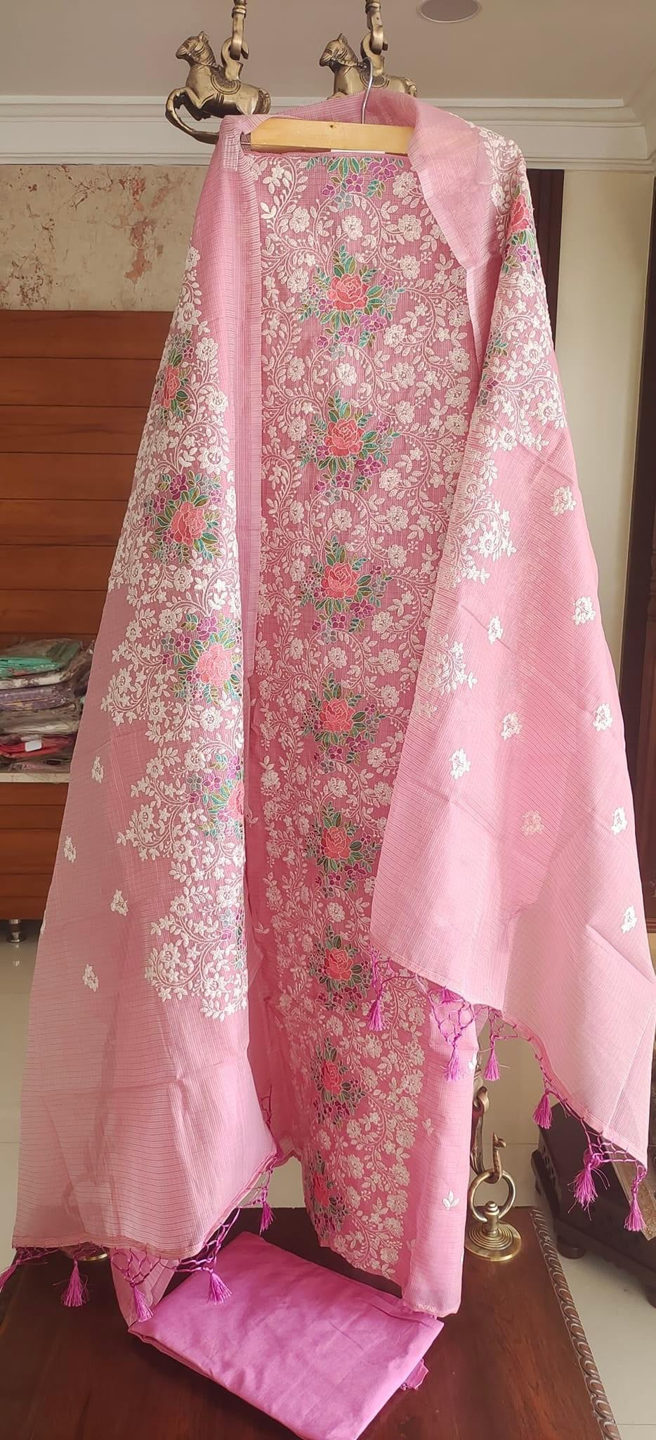 Atharva Heritage Embroidered Cotton kota Salwar Kameez/Embroidery Kota Dupatta/Cotton Embroidery Shirt /Cotton Bottom- KK0022