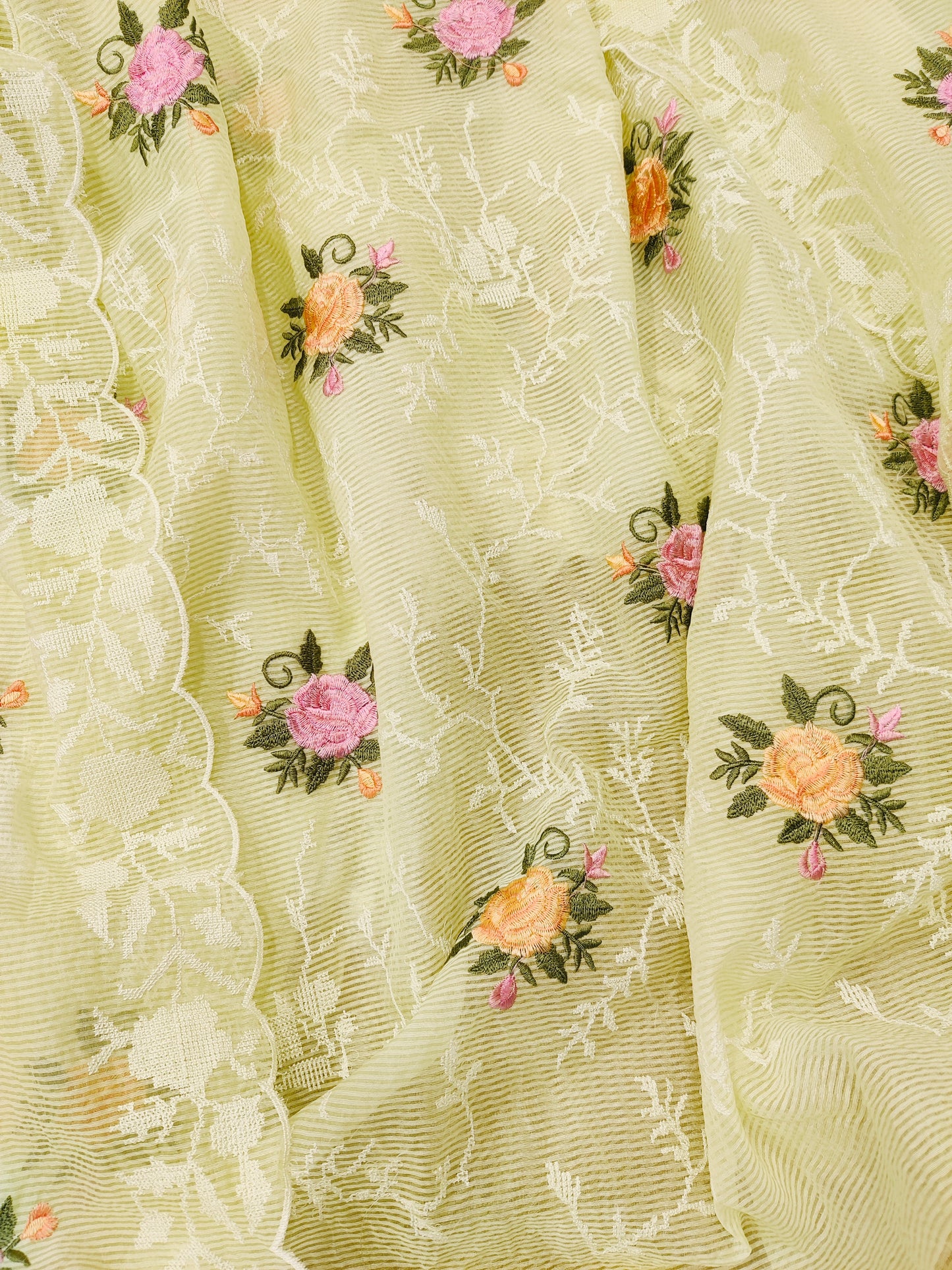 PURE MUL CHANDERI 70 GRAMS PAKISTANI SUIT with Cross Stitch EMBROIDERY CHO00158
