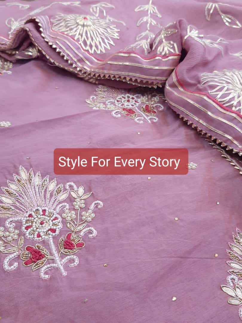 ATHARVA Hand Embroidery Salwar Kameez /Chiffon Dupatta With Stunning Gota & Trim/Custom Stitch Unstitch/Gift/Patiala/Anarkali/Churridar/CH17315 Lavender