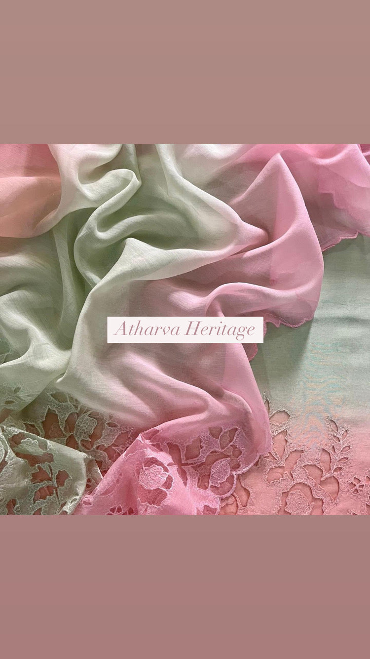 ATHARVA Applique Embroidery Salwar Kameez/Chanderi Cut-Work Shirt & Dupatta/Santoon Bottom/Custom Stitch Unstitch/Plazo/Pant/CUT8125