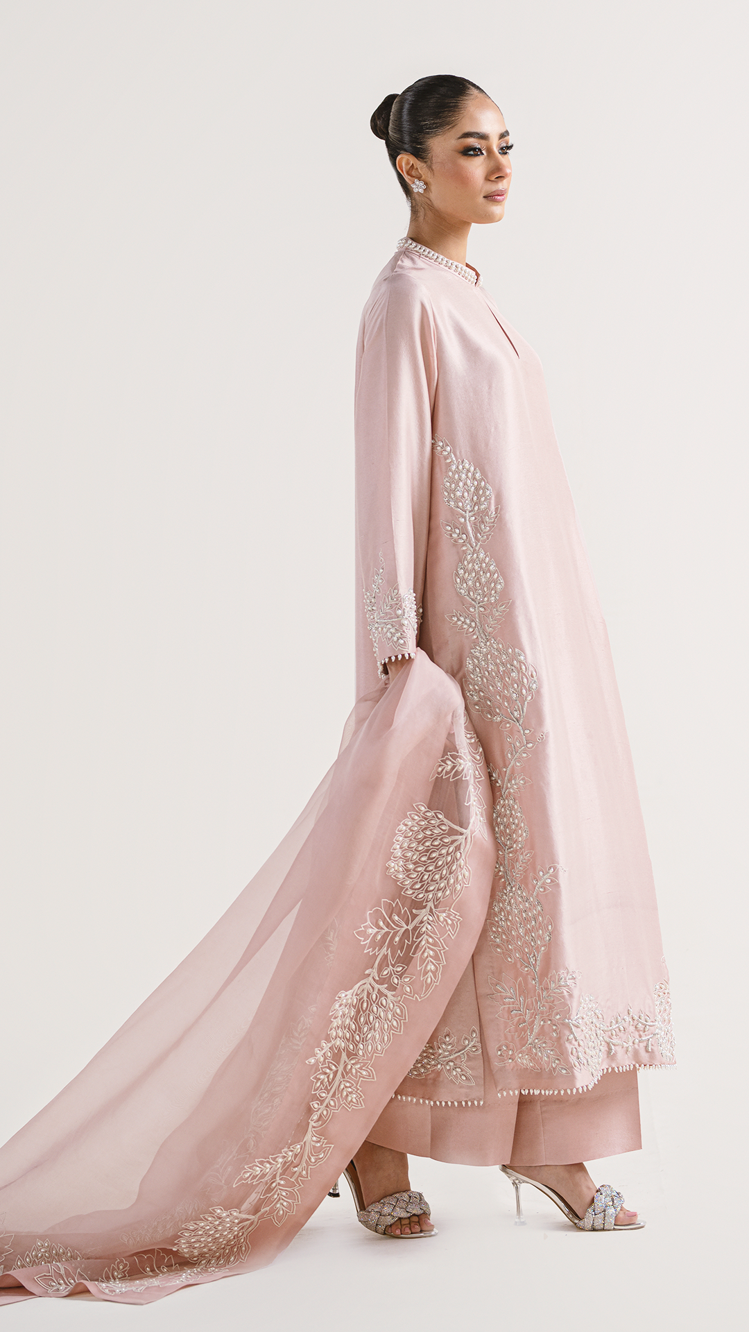 Sheer Luxury Pure Silk Ready to Wear Pakistani Suit SLP0012 Powder Pink
