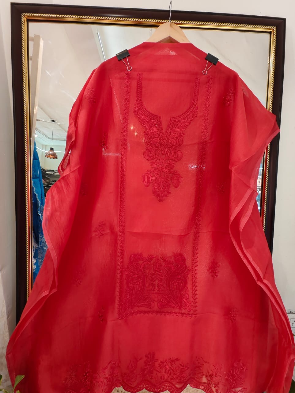 Sheer Luxury Pakistani unstitched Suit RED SLP001