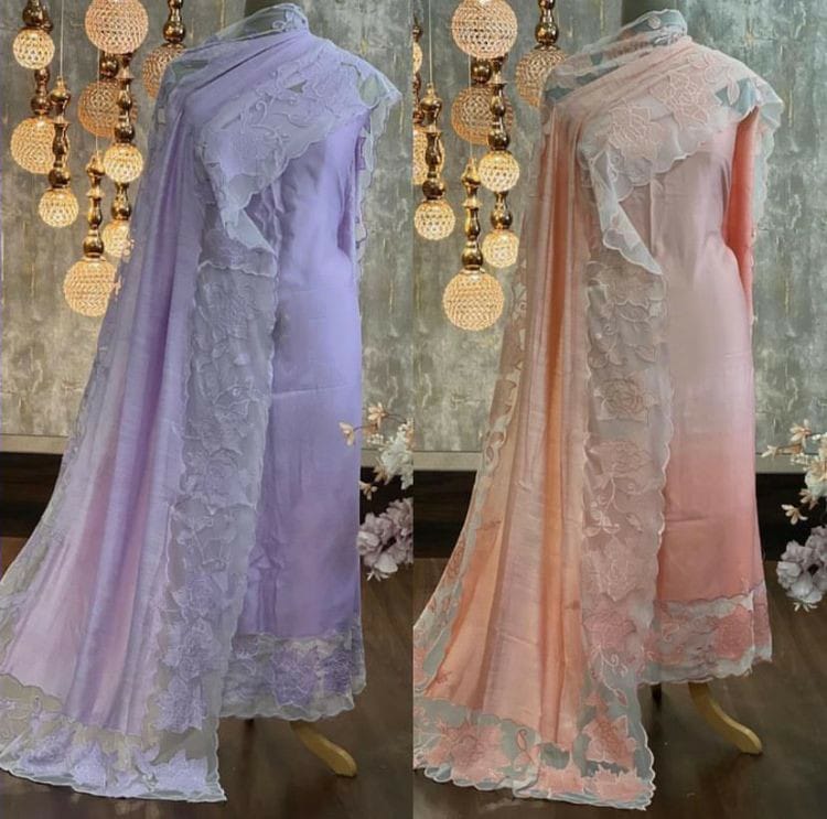 ATHARVA Hand Applique /Cutwork Embroidery Salwar Kameez/pure Mul Chanderi Shirt & Dupatta/Santoon Bottom/Custom Stitch Unstitch/Plazo/Pant/ CUT8048