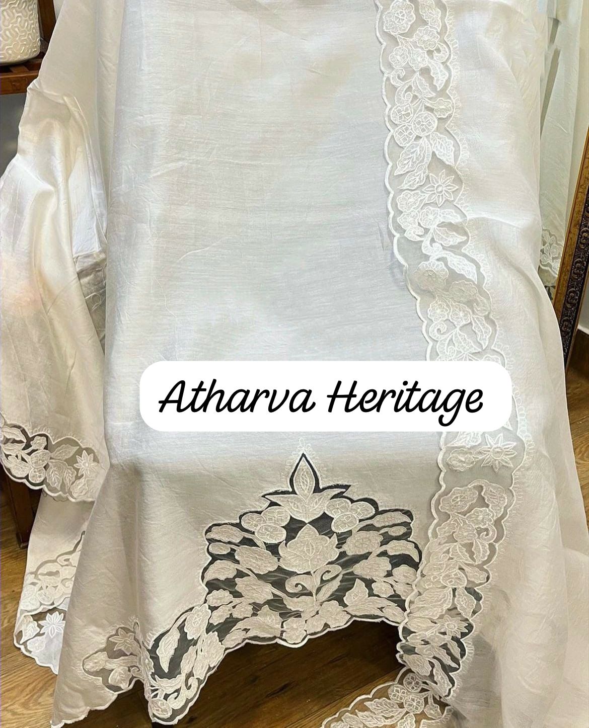 ATHARVA 2024 Embroidery Cotton Salwar Kameez/All over Embroidery Cotton Shirt/Organza Dupatta/White Brown/Custom Stitch Unstitch/Gift/KO512D