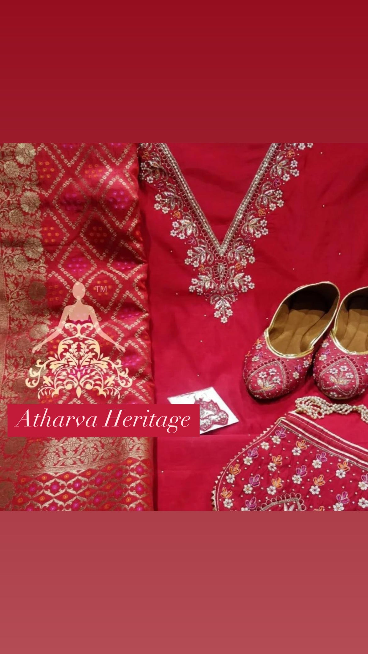 ATHARVA Hand Embroidery Salwar Kameez/Chanderi Ladies Suit/Bandhani Banarsi Silk Dupatta/Stones/Custom Stitch Unstitch/Embroidery Potli/Gift/CH16762