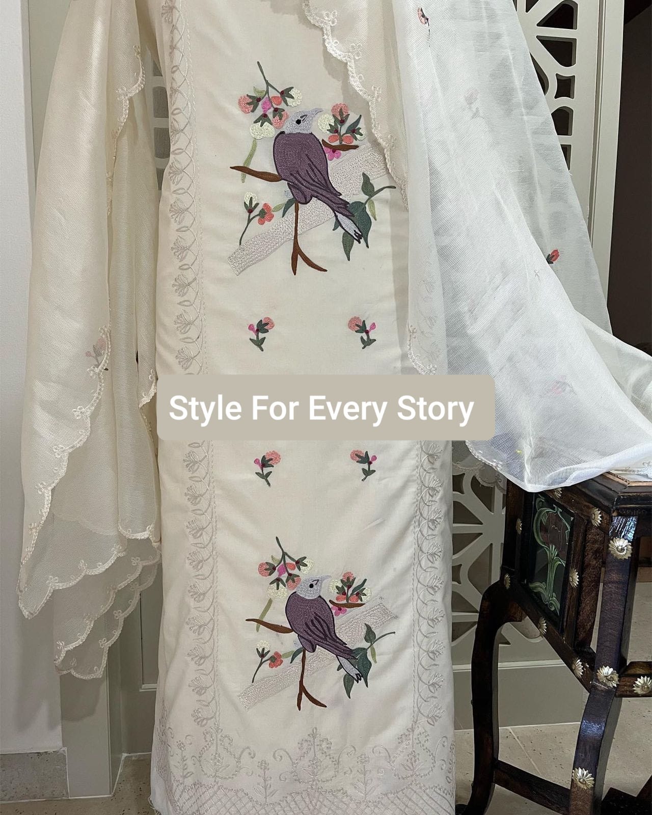 Atharva PURE MUL CHANDER KASHMIRI AARI SUIT CH1909 Ivory