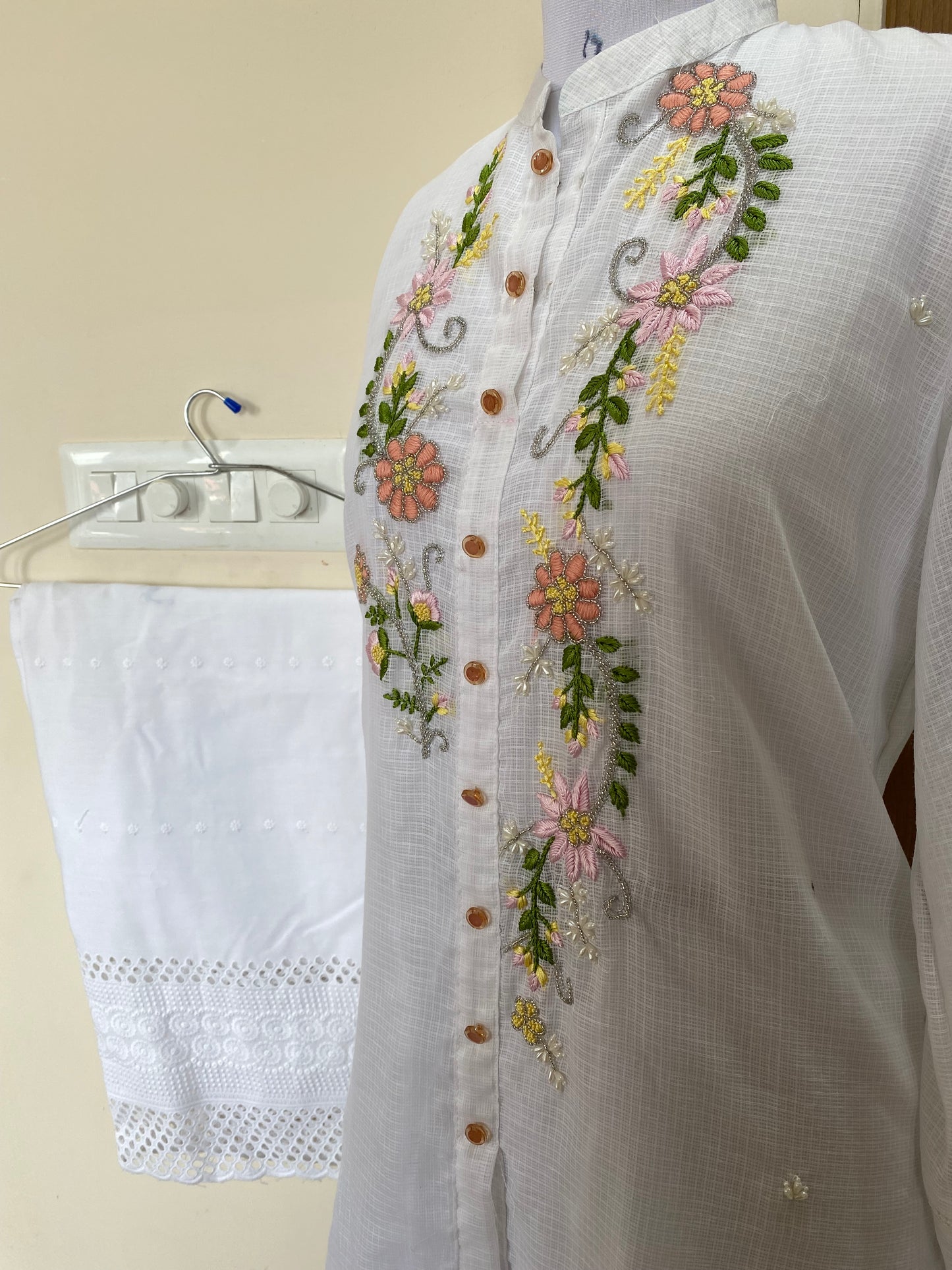 Summer Vibe Pure Kota Doria  Ready to Wear Hand Embroidered Coord Set KDC001