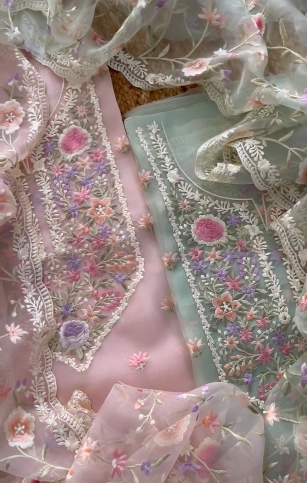 Atharva Heritage Sheer Luxury /Pure Silk Organza PARSI GARA SUIT SHEER002D
