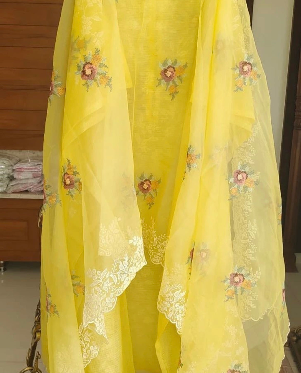 Atharva Embroidered Cotton Kota Salwar Kameez/Embroidery organza Dupatta /Cotton kota Embroidery Shirt Pink/Cotton Chikankari Bottom- KK002