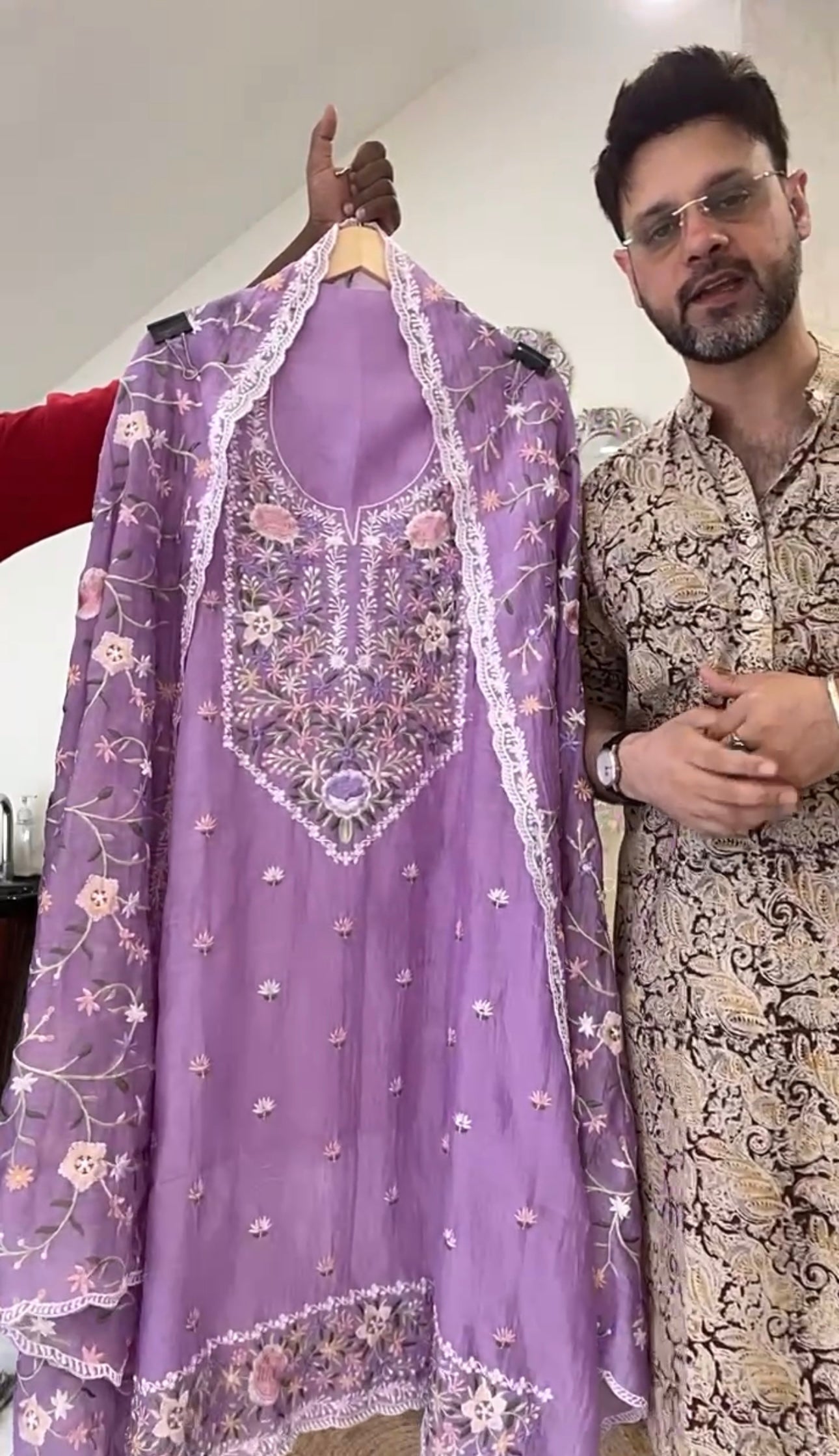 PURE Mul CHANDERI PARSI GARA SUIT EDITS CHO00158 LAVENDER