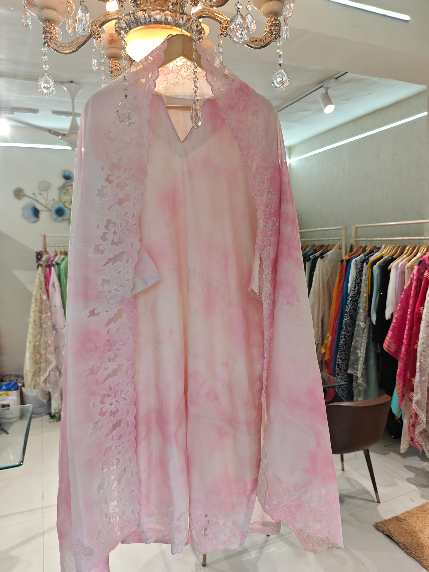 ATHARVA Stitched Applique Salwar Kameez/Chanderi Applique Shirt & Silk organza Dupatta/Santoon Bottom/Custom Stitch Unstitch/Plazo/Pant/CUT8127