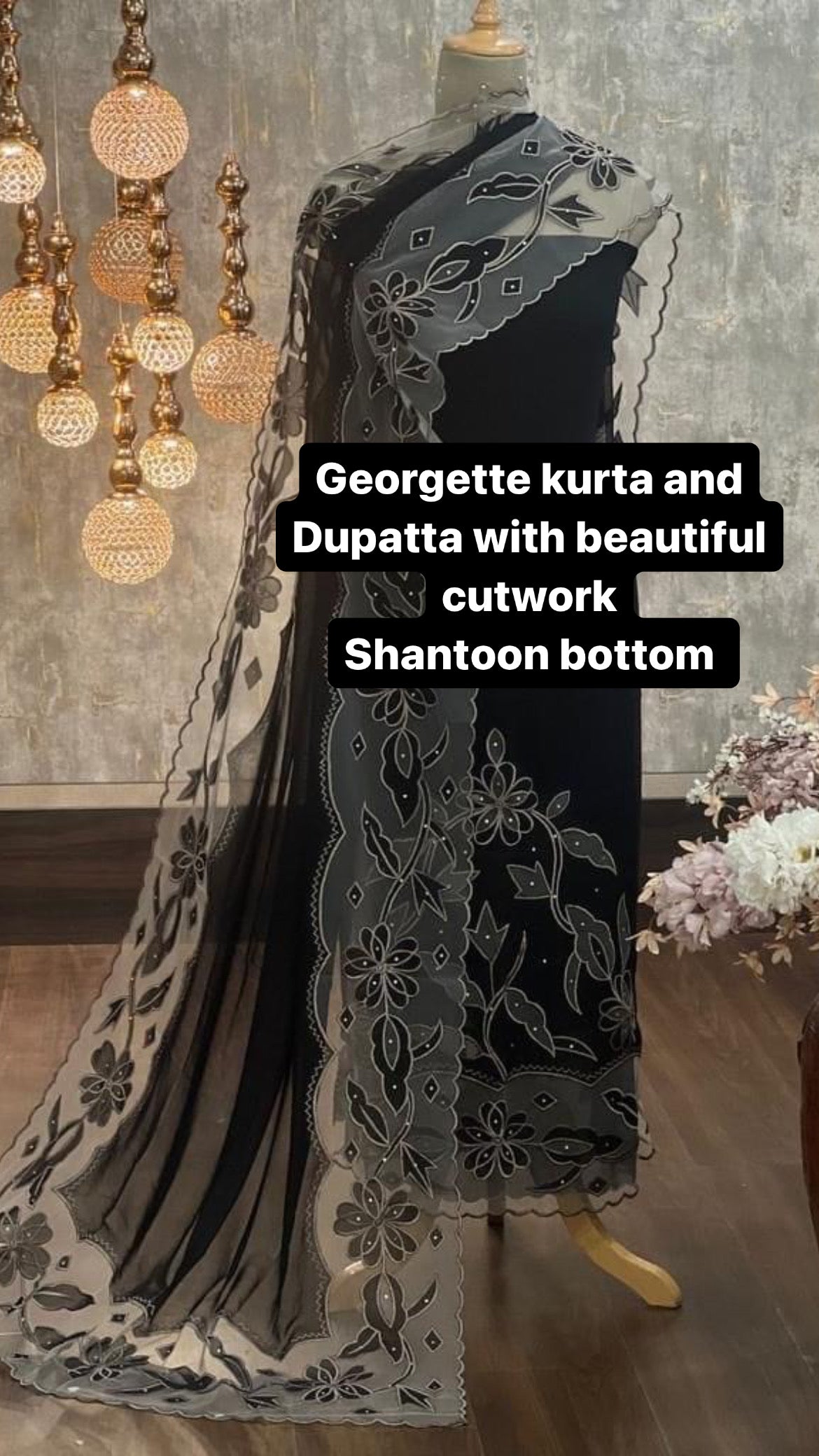 ATHARVA Hand Embroidery Salwar Kameez/Georgeete Cut-Work/Georgette Applique Shirt & Dupatta/Santoon Bottom/Custom Stitch Unstitch/Plazo/Pant/ CUT80492