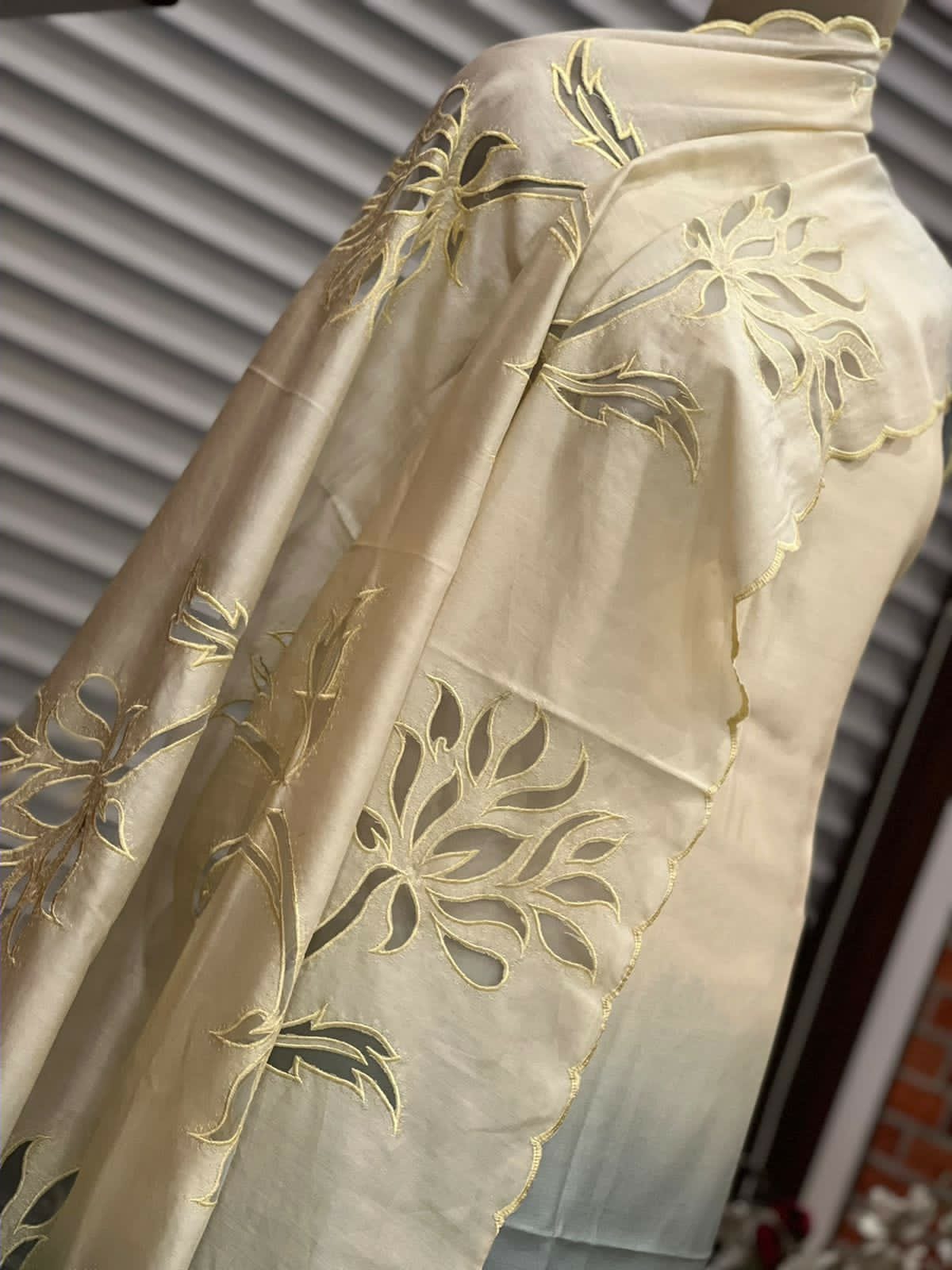 ATHARVA Applique Embroidery Salwar Kameez/Chanderi Cut-Work Shirt & Dupatta/Santoon Bottom/Custom Stitch Unstitch/Plazo/Pant/CUT8126(B)