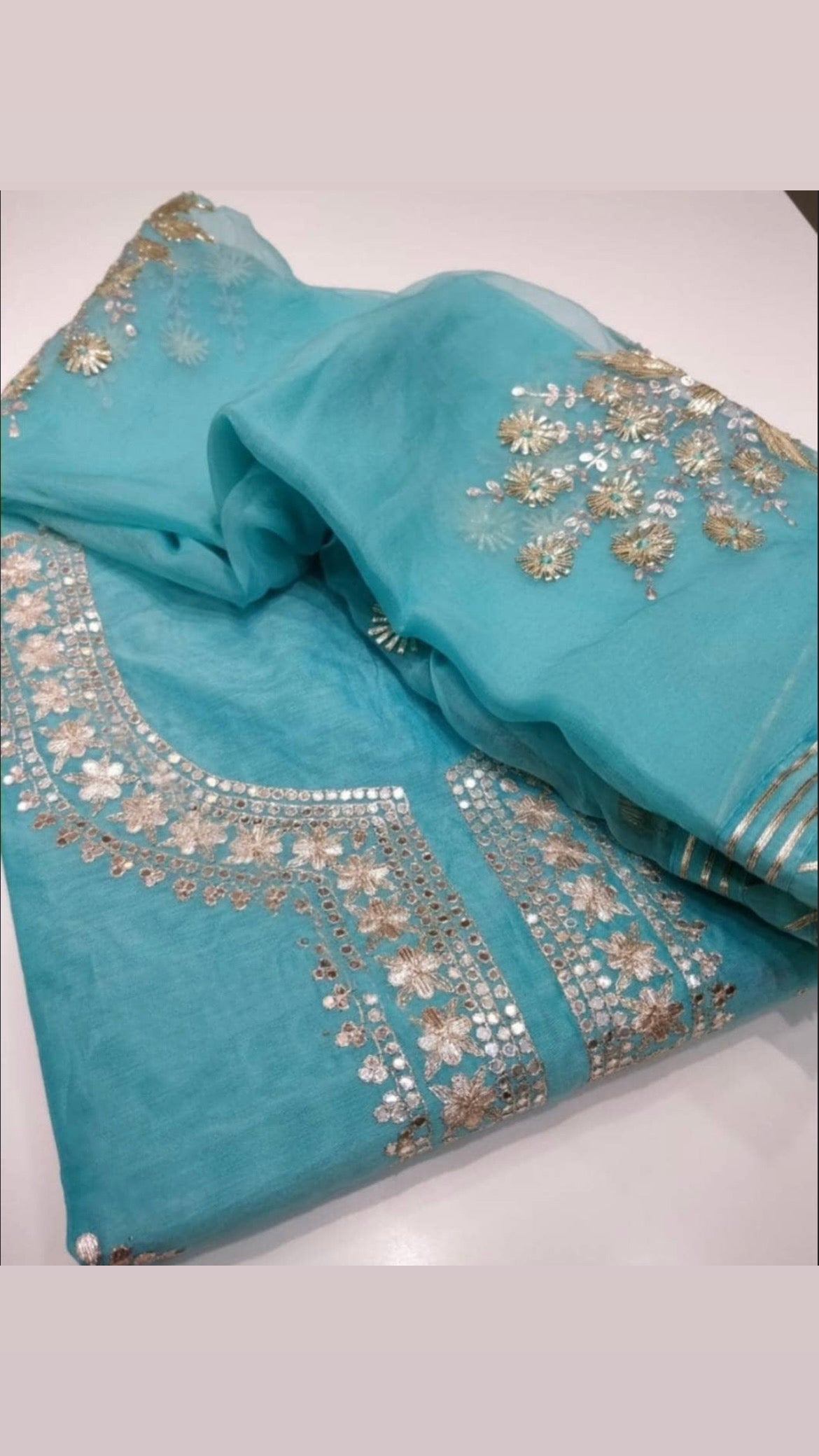 ATHARVA Hand Embroidered Salwar Kameez w/Chanderi Shirt/Gota Pati Chiffon Dupatta/Custom Stitch Unstitch/Custom Anarkali/CH18013