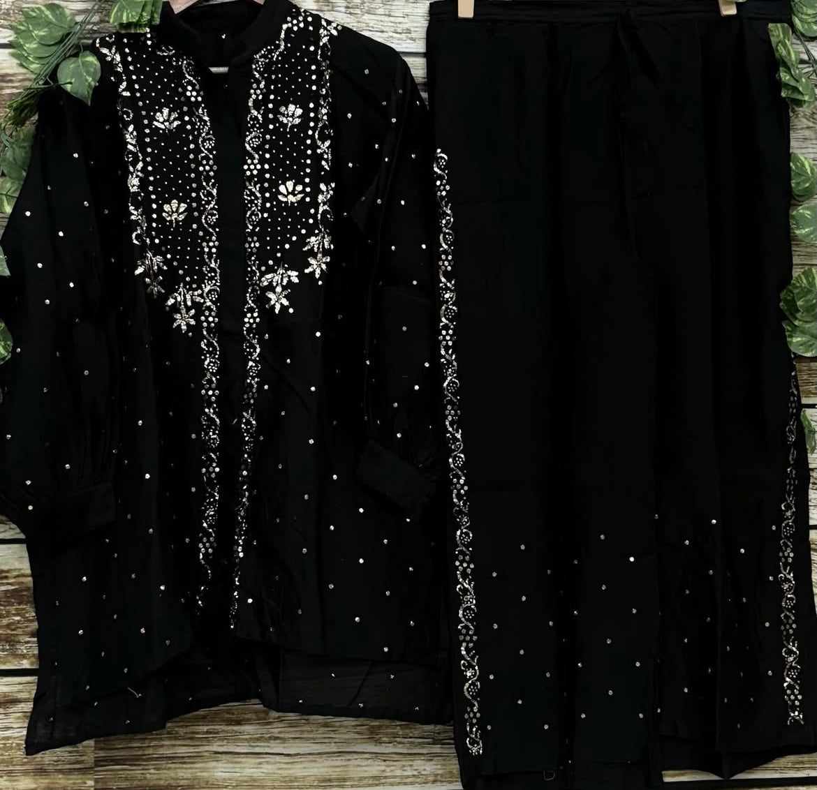 Atharva Heritage /Semi Stitched Co-ord Set/ Pure Handloom Chanderi Silk 70 Grams / Hand Embroidered Mukaish Badla Work CHM001