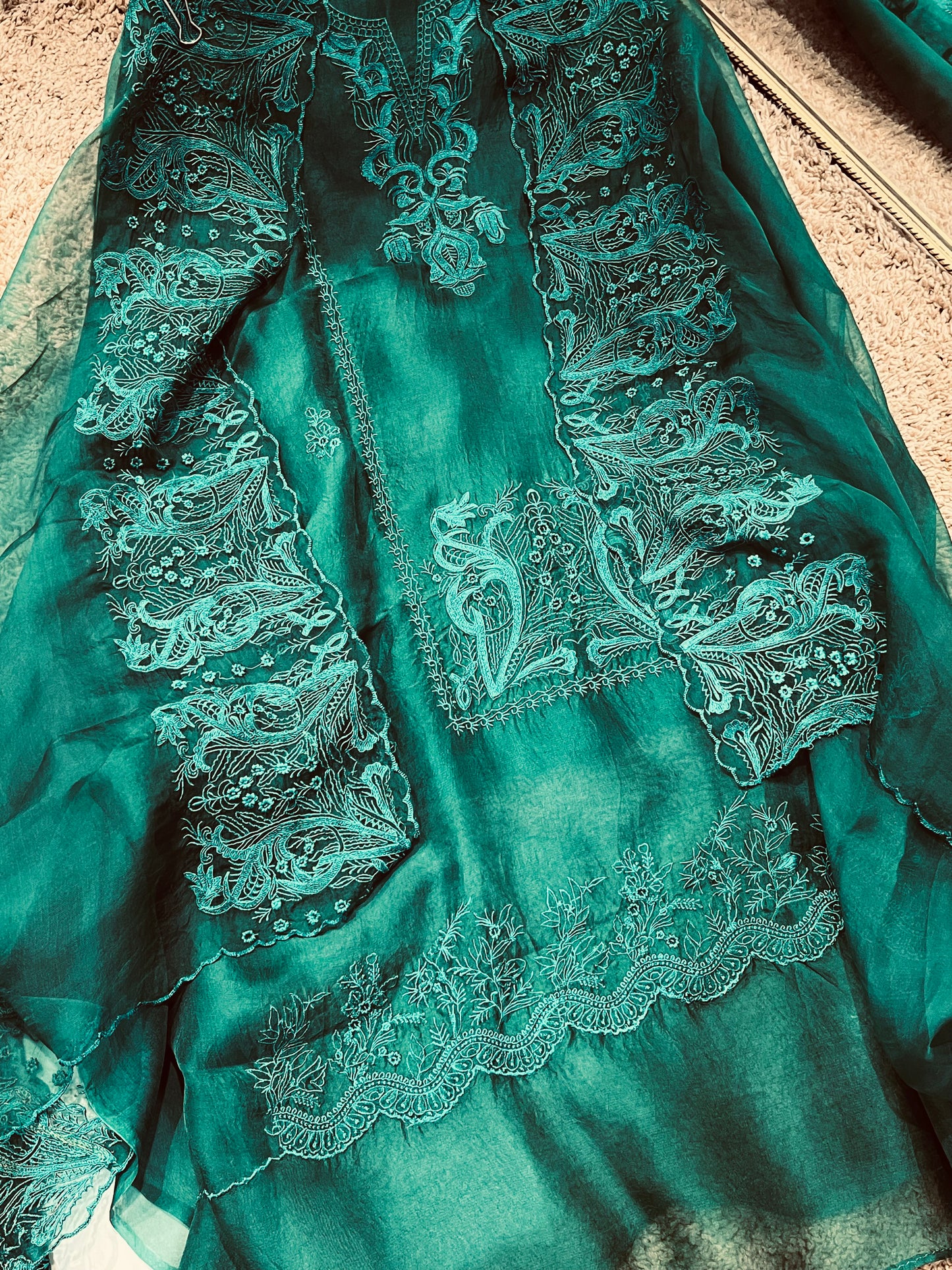 Sheer Luxury Pakistani unstitched Suit SLP001K Emerald Green