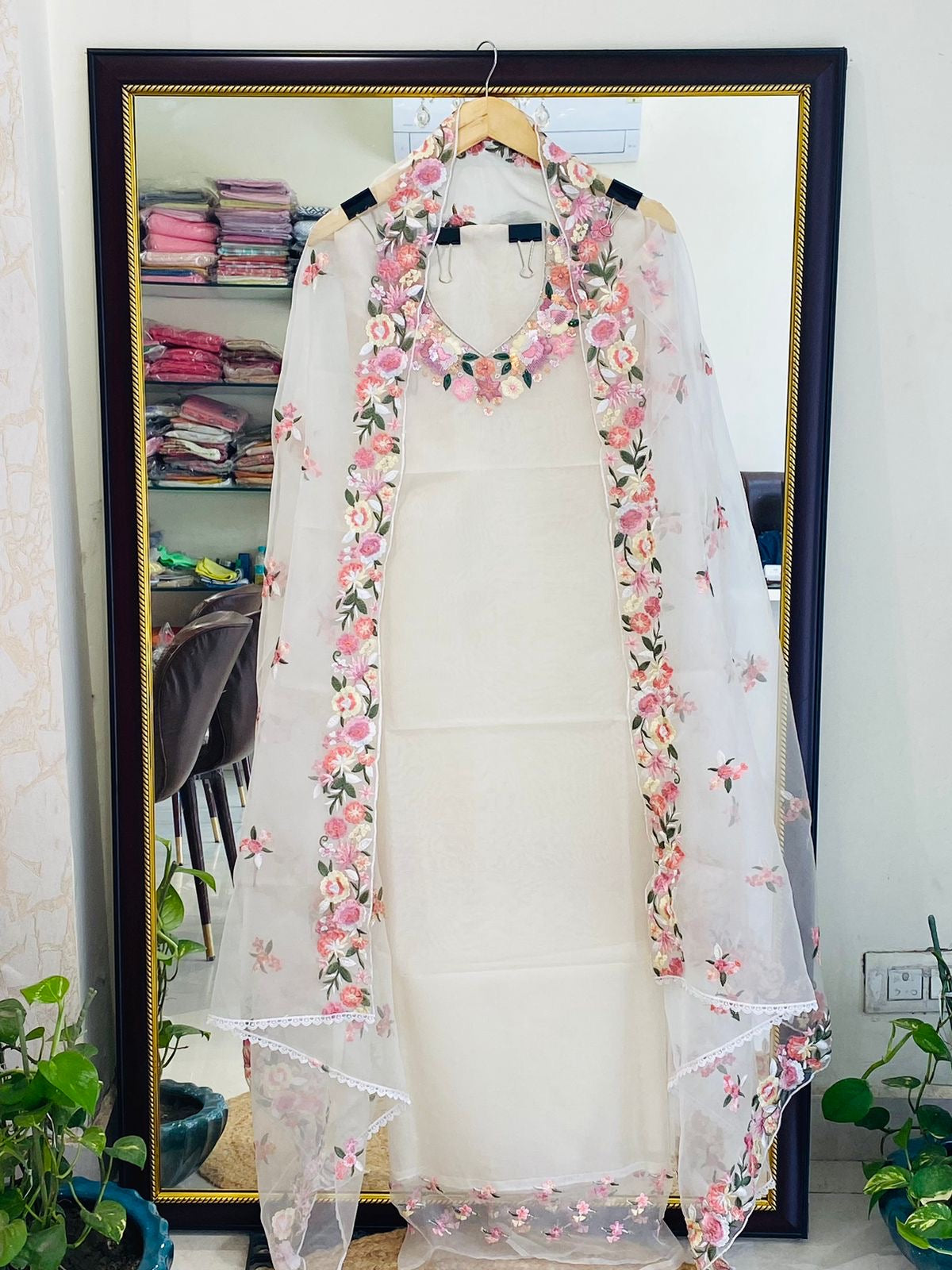 ATHARVA HERITAGE Sheer Luxury Pakistani unstitched Suit SLP004W Pearl white