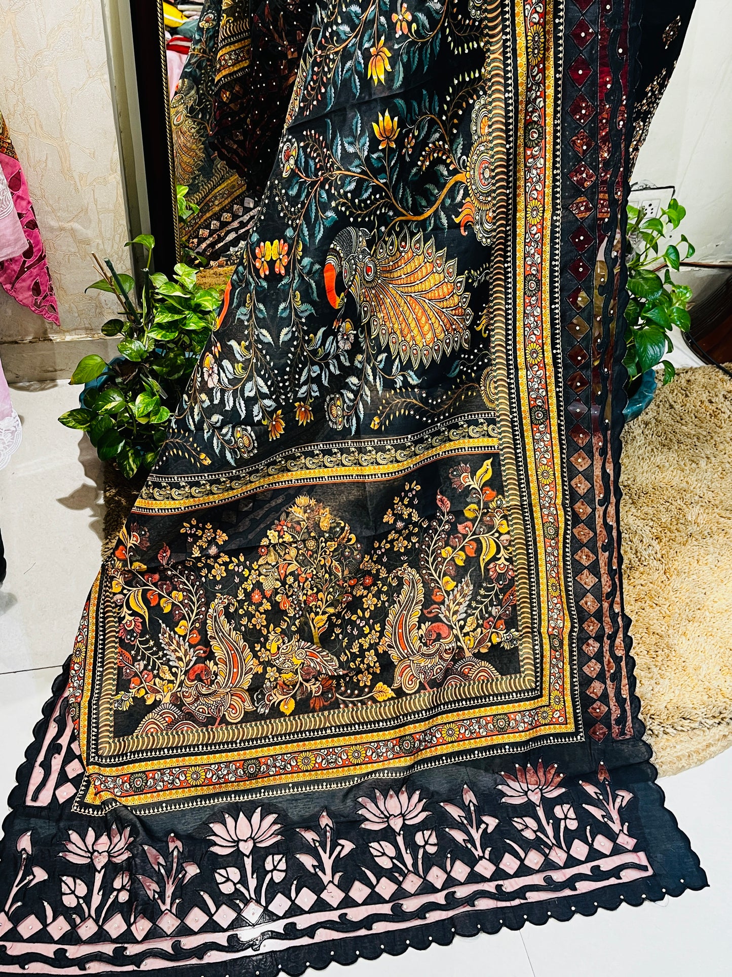 Atharva Pure Handloom CHANDERI Silk Digital Printed Cutwork SUIT CH17518