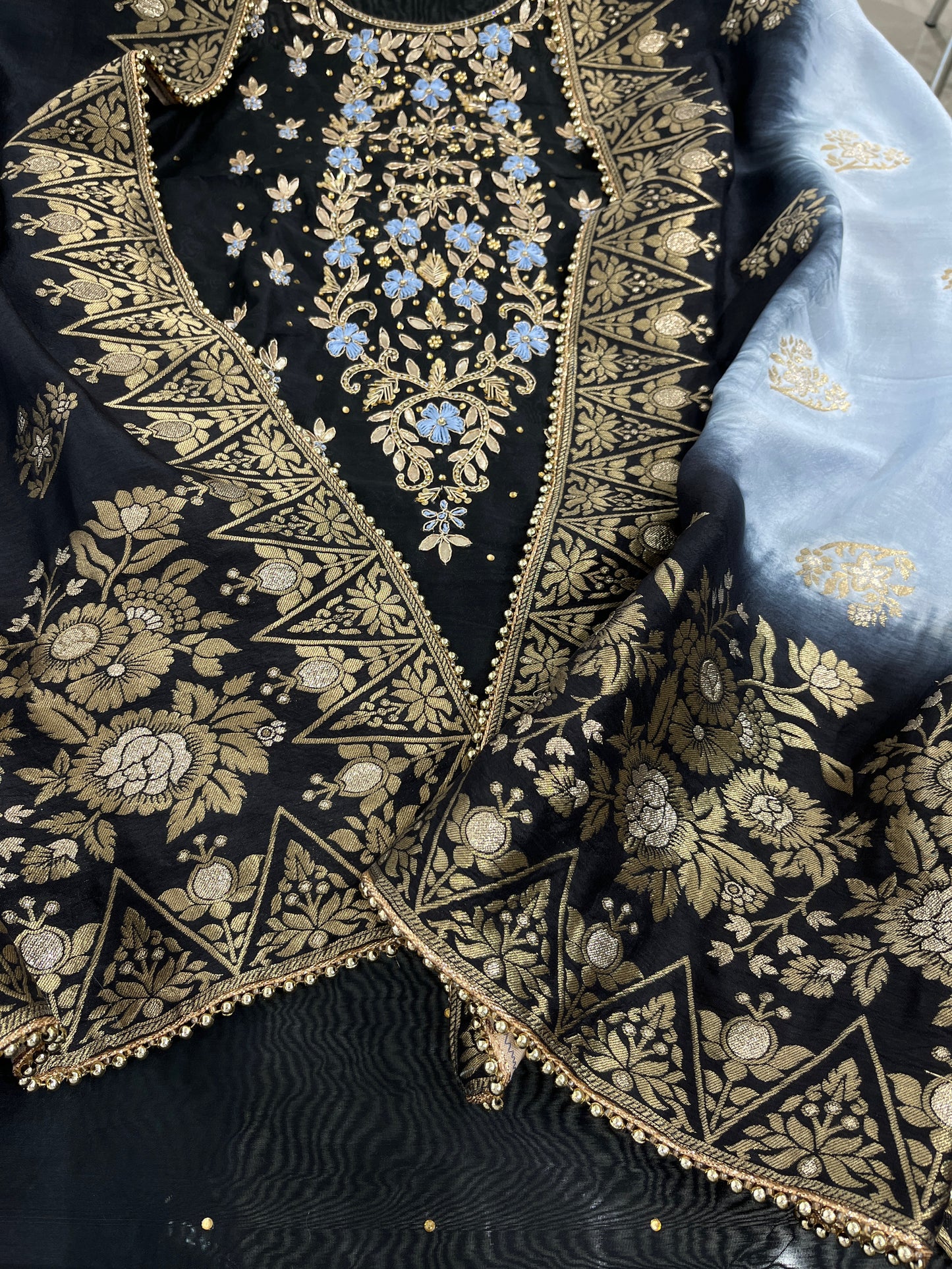 ATHARVA HERITAGE Hand Embroidery Salwar Kameez/Chanderi Ladies Suit/Banarsi Silk Dupatta/Stones/Custom Stitch Unstitch/Embroidery Potli/Gift/CH16777