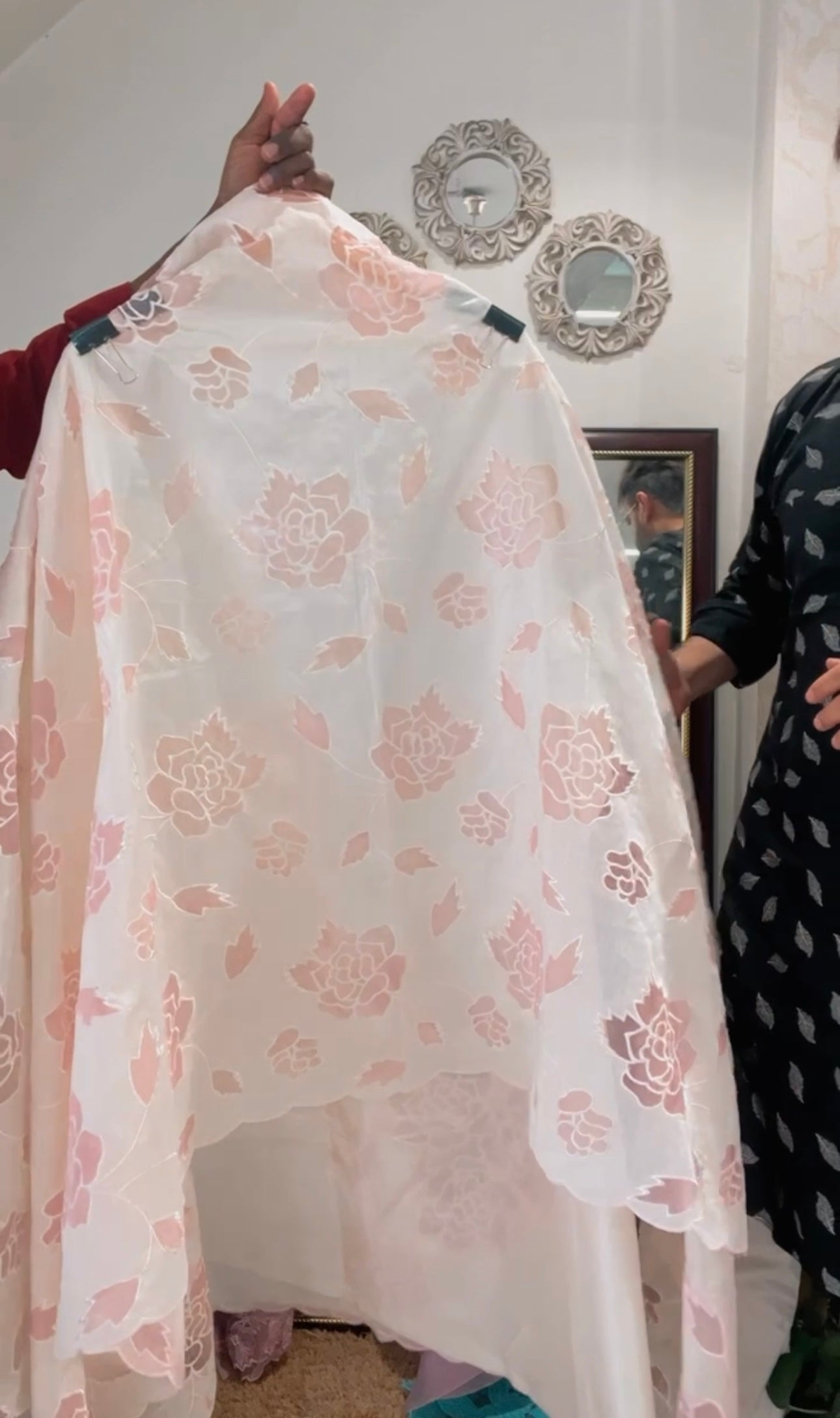 ATHARVA Hand Embroidery Salwar Kameez/Chanderi Cut-Work Shirt & Dupatta/Santoon Bottom/RED/Custom Stitch Unstitch/Plazo/Pant/CUT8027P