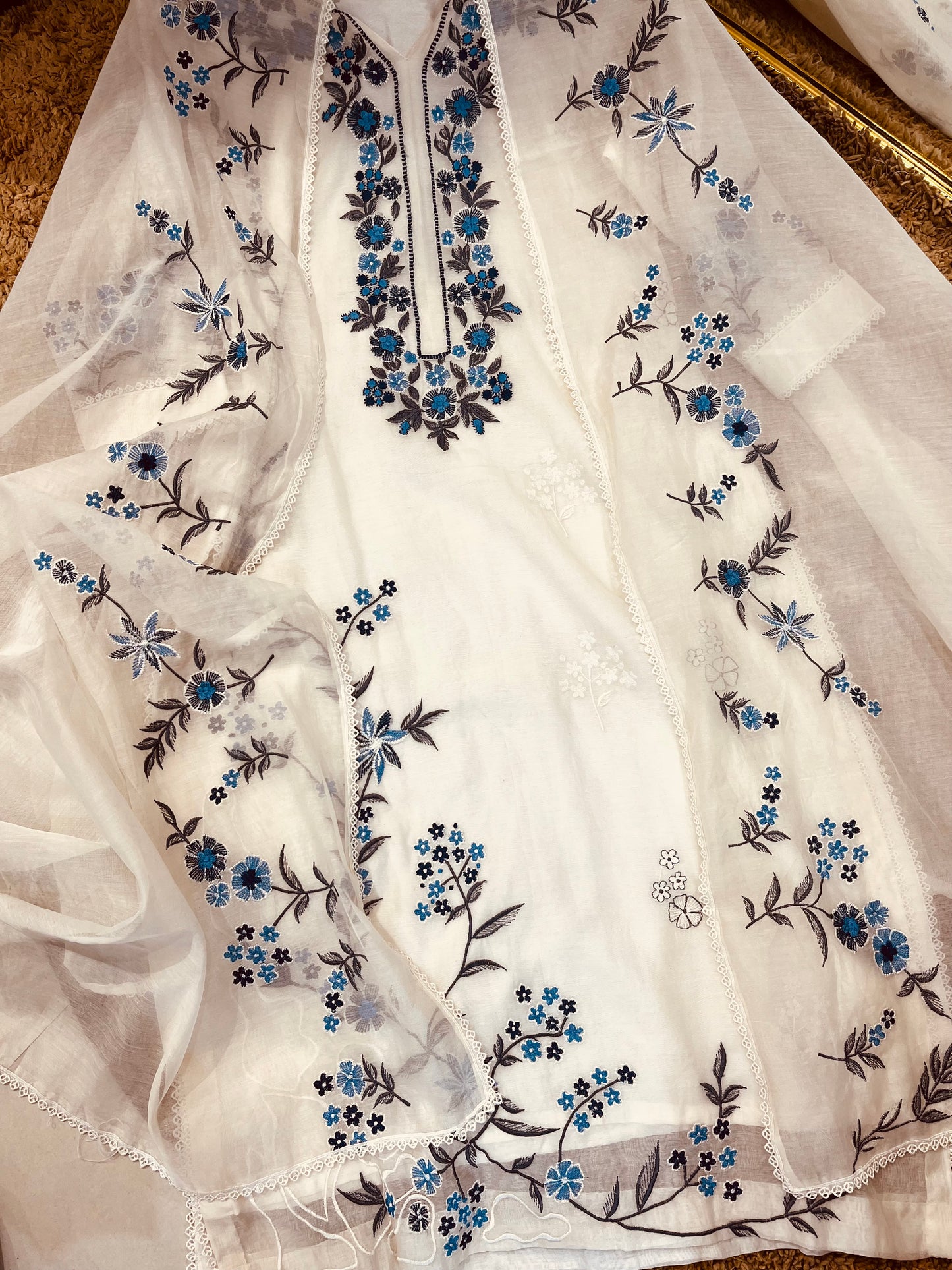 ATHARVA HERITAGE PURE MUL CHANDERI SILK PARSI GARA SUIT MCH0013-12
