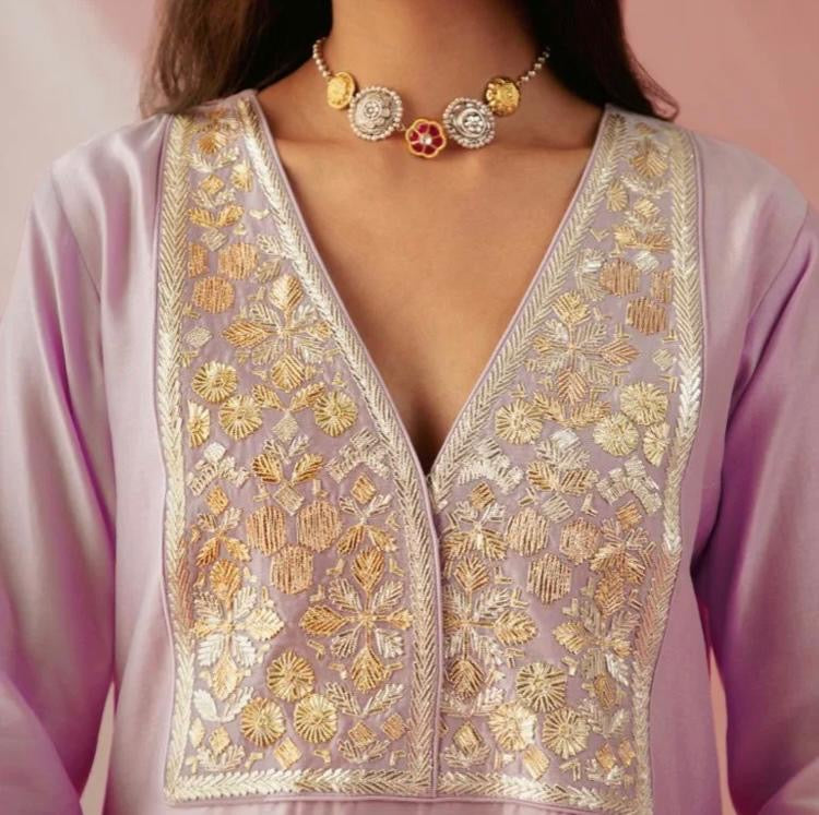 Atharva Lilac Double Yoke Gota Kurta Set LCH001