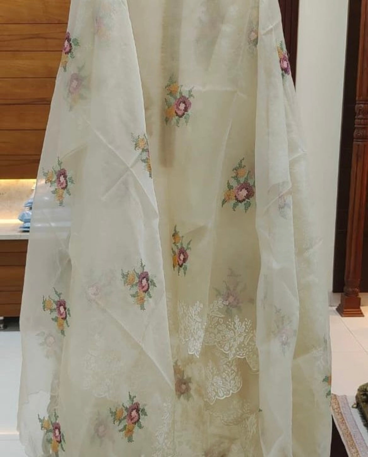 Atharva Embroidered Cotton Kota Salwar Kameez/Embroidery organza Dupatta/Cotton kota Embroidery Shirt Pink/Cotton Chikankari Bottom- KK002