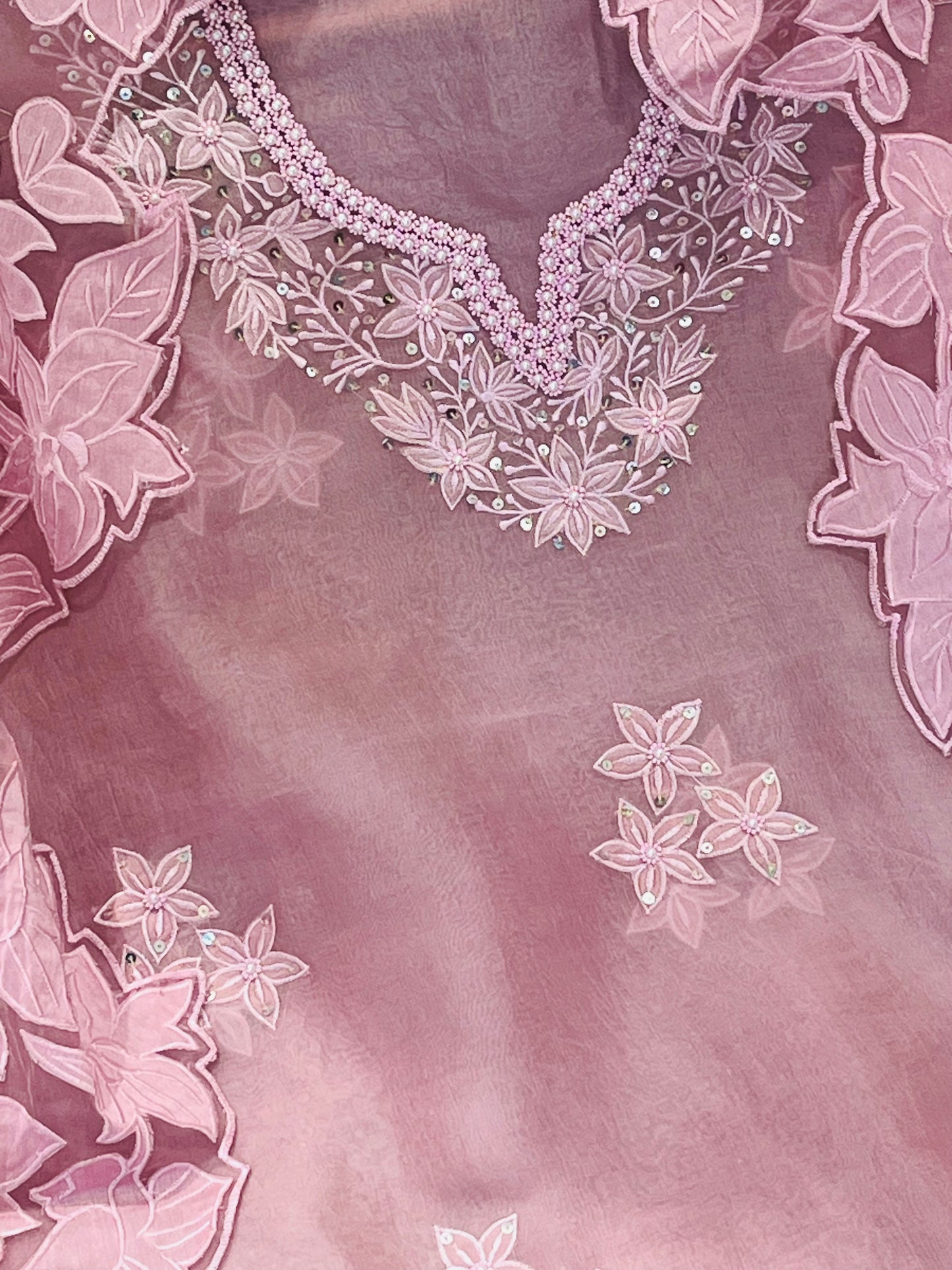 Sheer Luxury Pakistani Appliqué Suit PL0015LT Lavender with Turquoise