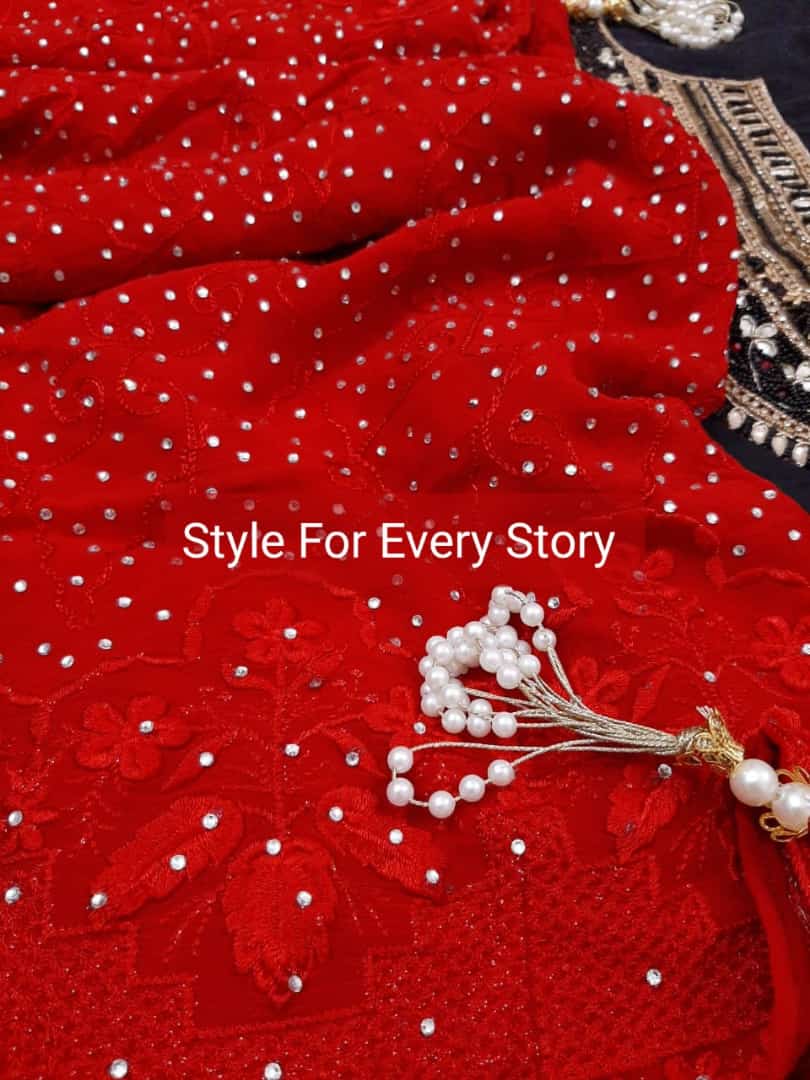ATHARVA Hand Embroidered Salwar Kameez Chanderi Shirt/Lucknowi Georgette Dupatta/Custom Stitch Unstitch/Custom Anarkali/CH18013